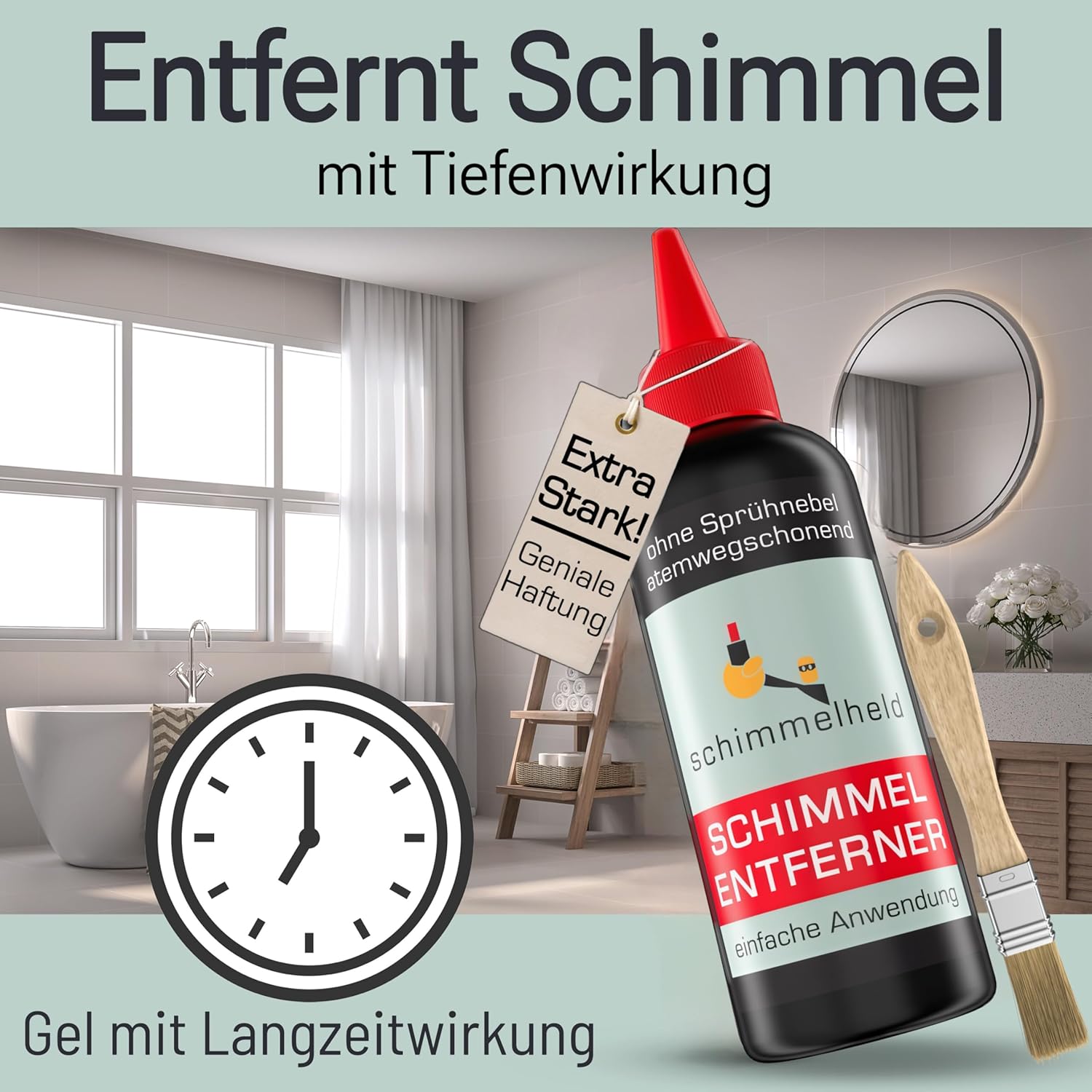 Schimmelentferner-Gel mit Sofortwirkung, ohne schädlichen Sprühnebel, lange Einwirkzeit für Tiefenreinigung, Schimmelentferner Wand, Badezimmer, Küche, Fugen, Waschmaschine (100 ml) – Bild 4