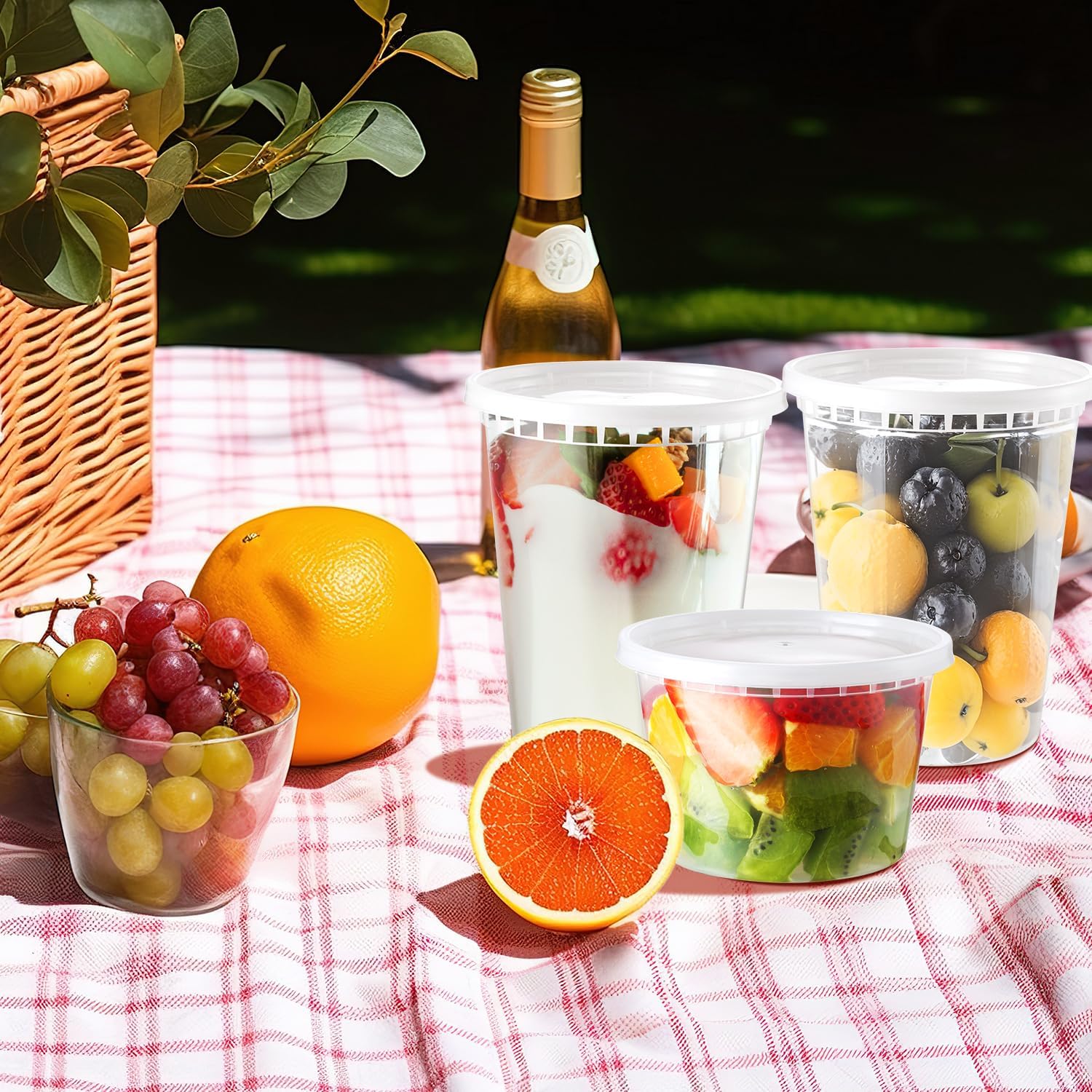 Eupako Packung mit 50 Feinkostbehältern mit Deckel (16 oz & 32 oz Combo) – Meal-Prep-Boxen, mikrowellen- und gefriergeeignete Aufbewahrungsboxen aus Kunststoff, lückenlos und auslaufsicher für Lunchboxen und Lebensmittel zum Mitnehmen – Bild 8
