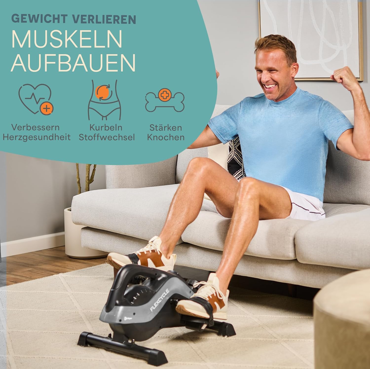 Lifepro 3-in-1-Fahrrad-Pedaltrainer unter dem Schreibtisch mit Widerstandsbändern – Arm-, Fuß- und Beintrainer im Sitzen für Senioren – Mini-Fahrrad-Pedaltrainer unter dem Schreibtisch – Bild 3
