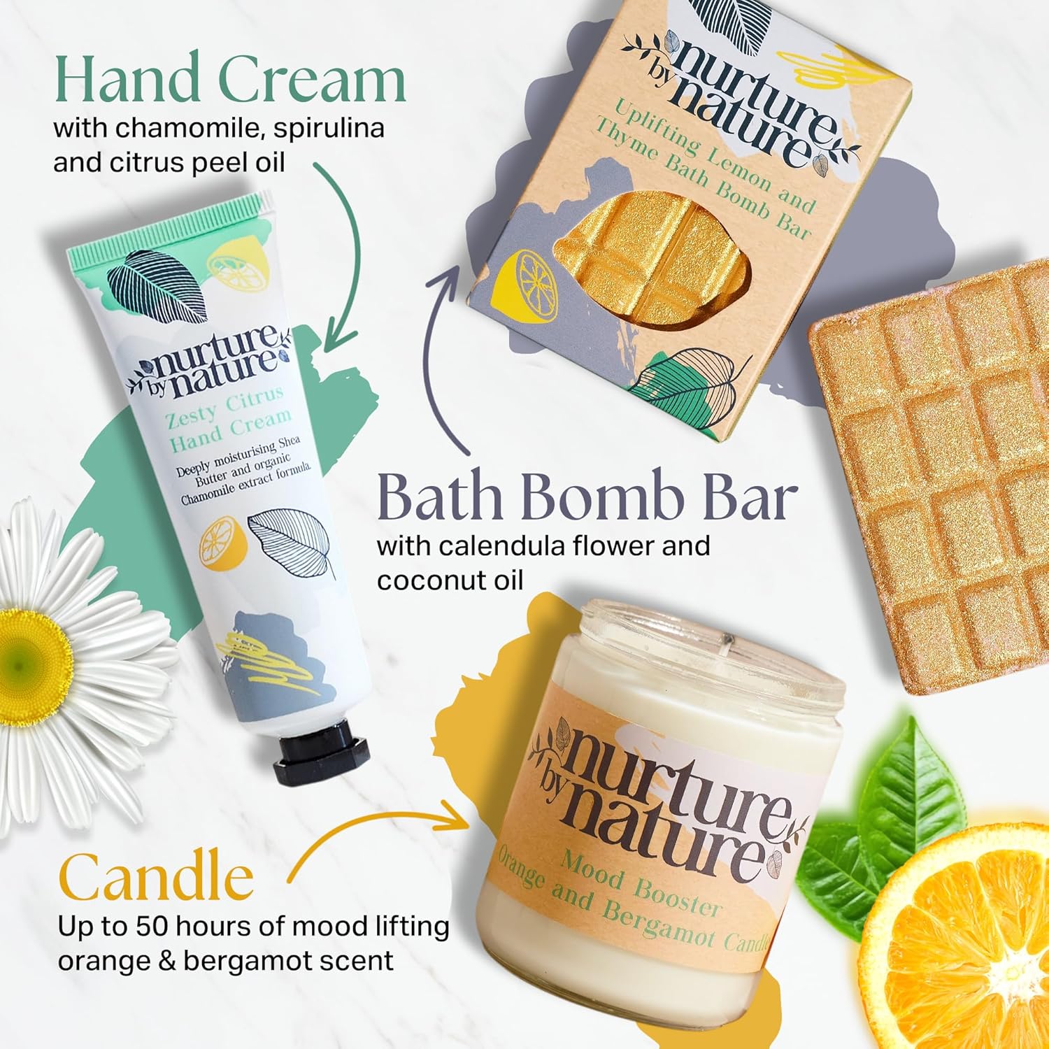 Nurture by Nature, Entspannung und Auftrieb, Verwöhnkörbe für Frauen, Spa-Badeset, Badesalz, Aromatherapie, Seife, Badebomben, Kerze und mehr, Geburtstagsgeschenk – Bild 5
