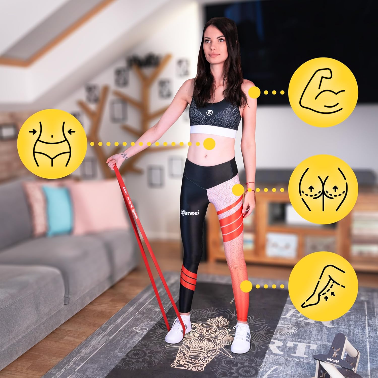 SENSEI Gym Band für Klimmzüge & Krafttraining – Resistance Band, Widerstandsband aus Naturlatex – Trainingsband inkl. Übungs-E-Book – Bild 3