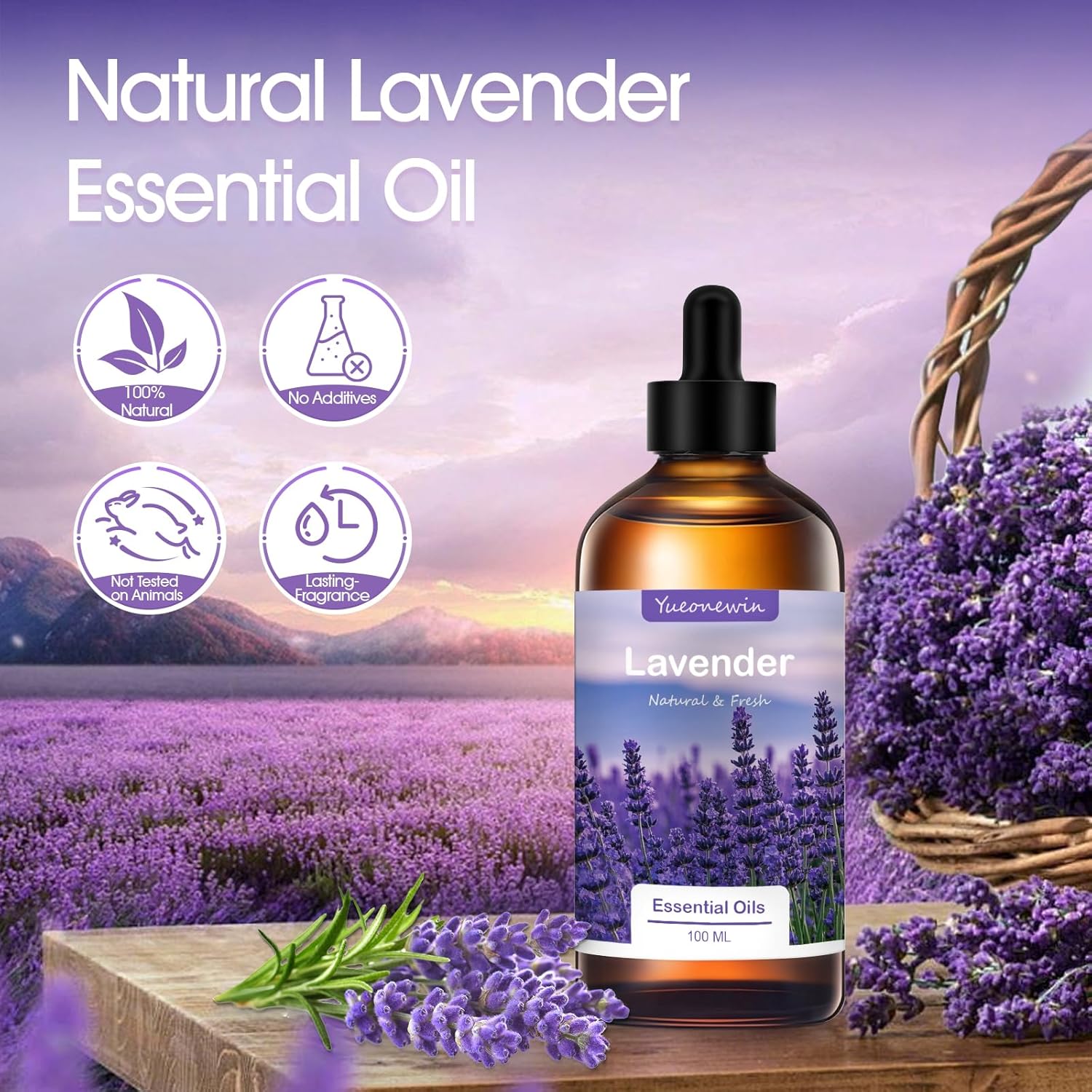 Lavendelöl 100 ml, reine ätherische Lavendelöle für Aromadiffusor, ätherisches Lavendelöl, Aromatherapie-Duftöl für Diffusor, Hautmassage, Heimwerken, Seife, Kerzenherstellung, Geschenke für Frauen – Bild 2