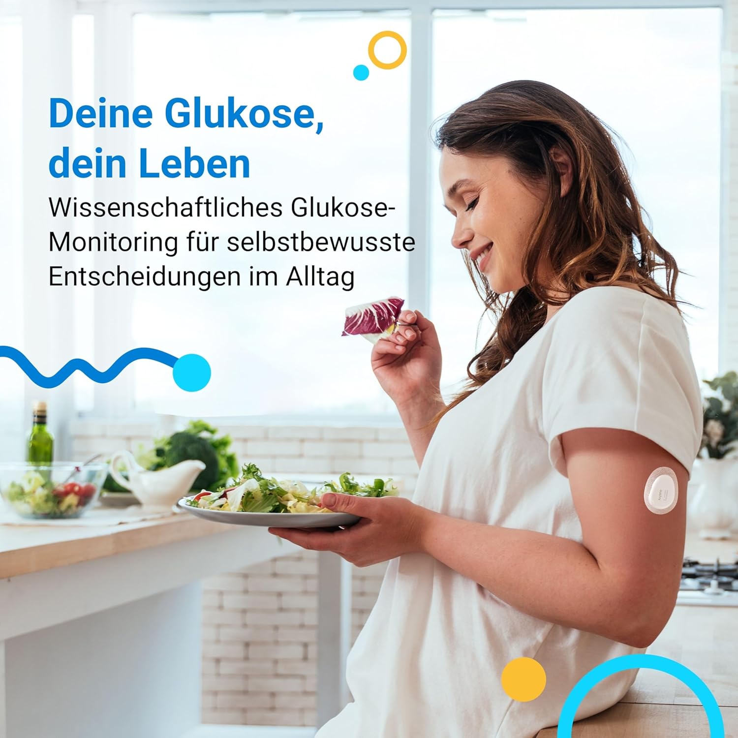 Glukoseüberwachung anschließen – Sender und 1 x Sensor | 14-Tage-Blutzuckermessgerät ohne Stechsensor | Intelligente Warnungen, komfortabel, Datenaustausch – Bild 5
