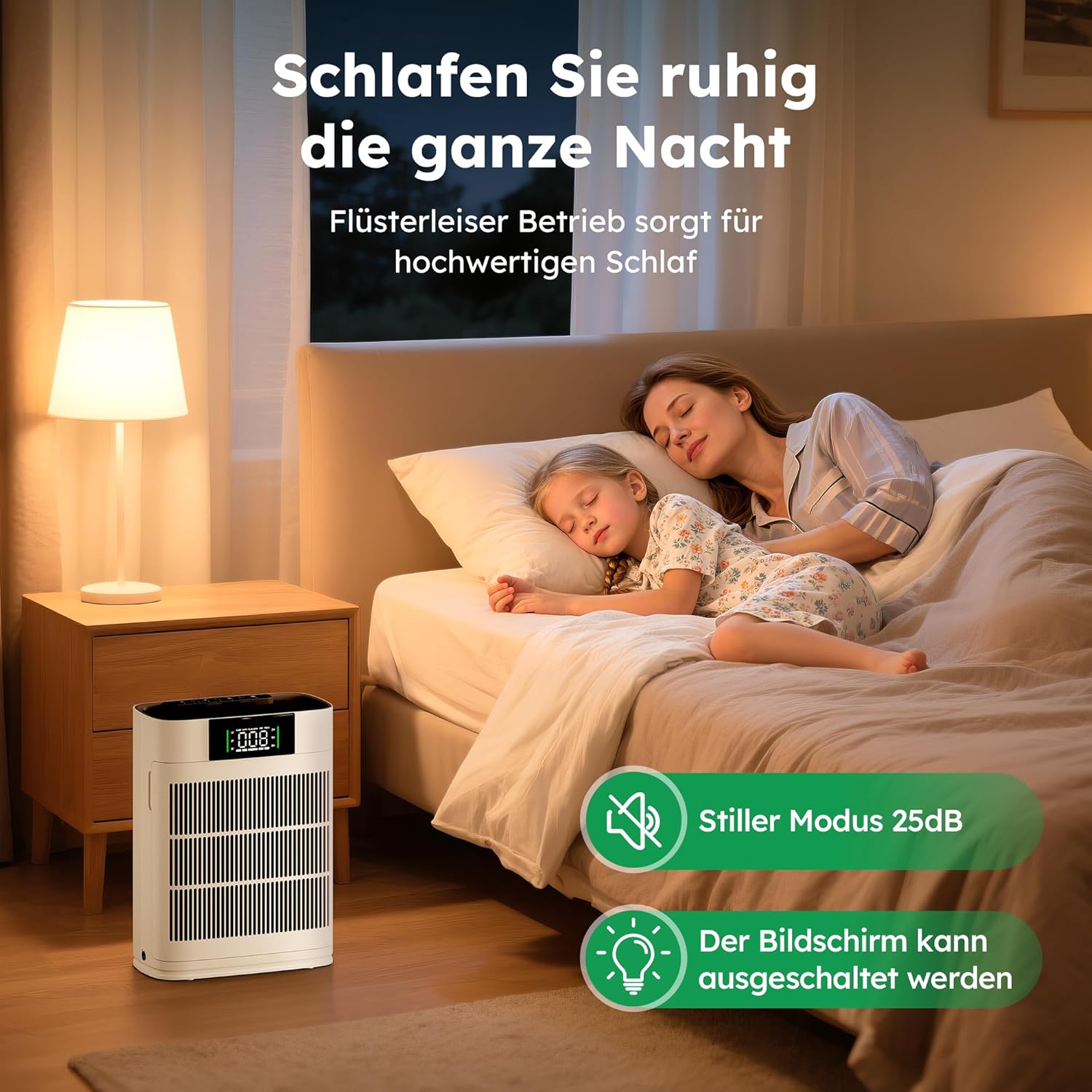 Luftreiniger mit HEPA-Luftfilter und Aktivkohlefilter, vierstufiges Filtersystem gegen Schimmel, Staub und Tierhaare bis 0,3 µm, CADR 220 m³/h für Räume bis 60 m², AP001 – Bild 8