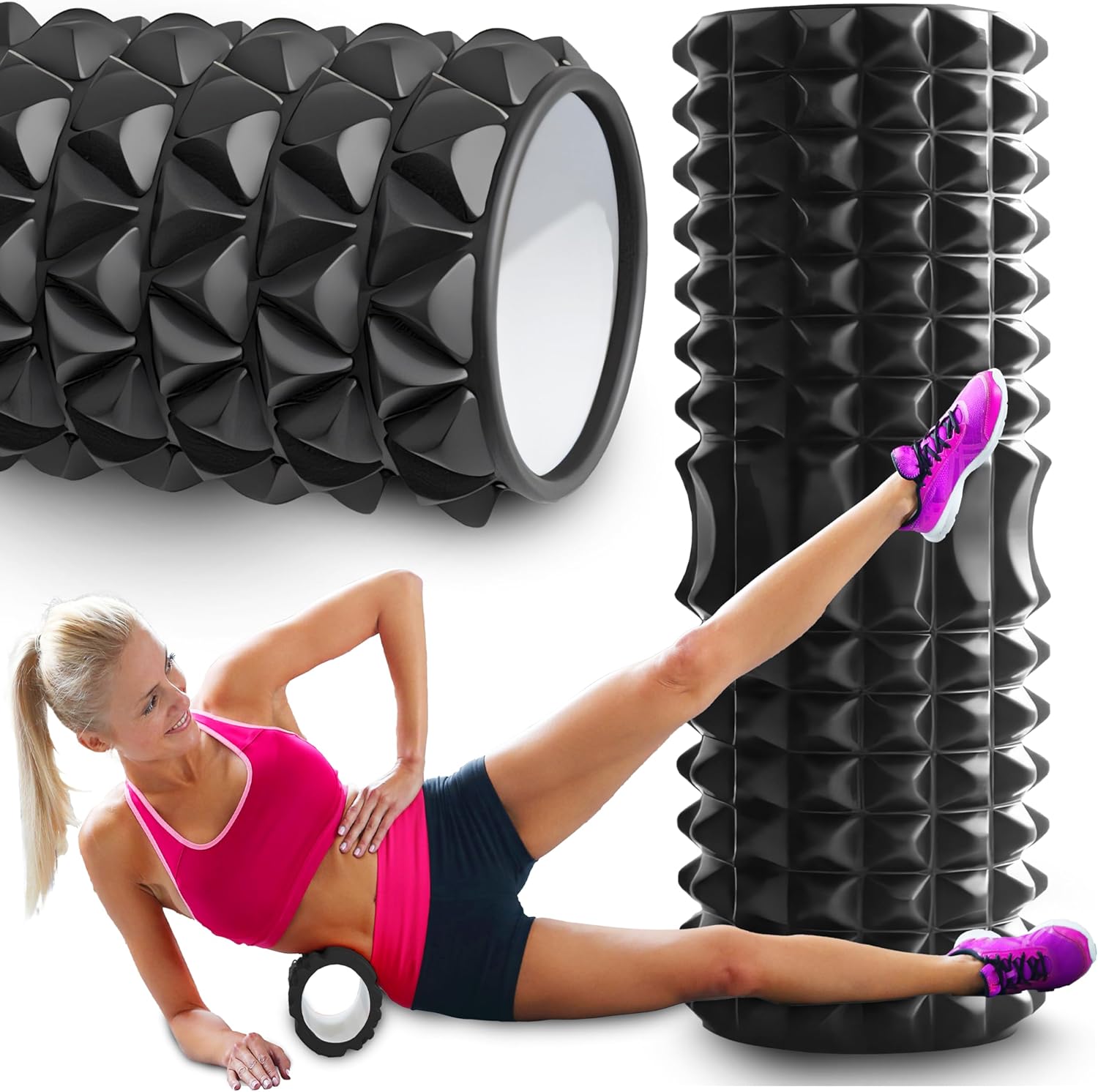 Retoo Faszienrolle, Fitnessrolle Standard mittlerer Härte, 33 x 12 cm, Selbstmassage von Rücken und Beinen, Entspannung und Regeneration, Funktionstraining, Physiotherapie und CrossFit – Bild 5