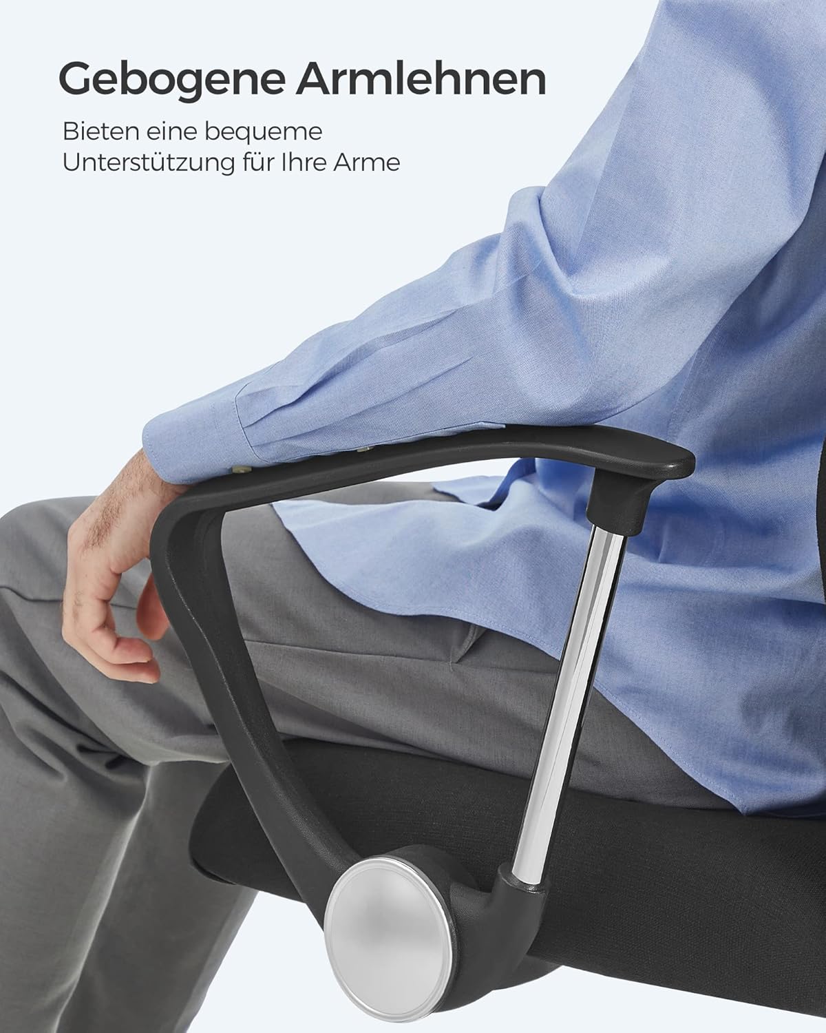 SONGMICS Bürostuhl, ergonomischer Drehstuhl, gepolsterter Sitz, Stoffbezug, verstellbar und neigbar – Bild 8