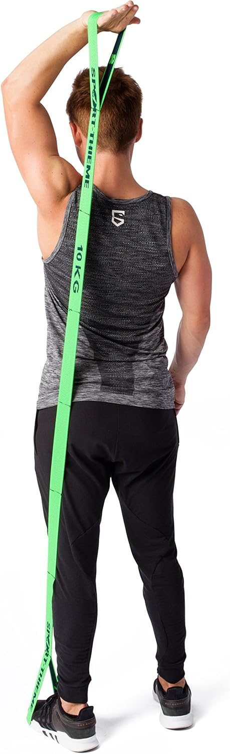 Sport-Thieme Fitnessband für Arme und Beine, elastisches Textilband, Gymnastikband, Widerstandsband mit Schlaufen, 3 Zugstärken und Farben: L: 96 cm Latex-Polyesterfäden Markenqualität – Bild 7