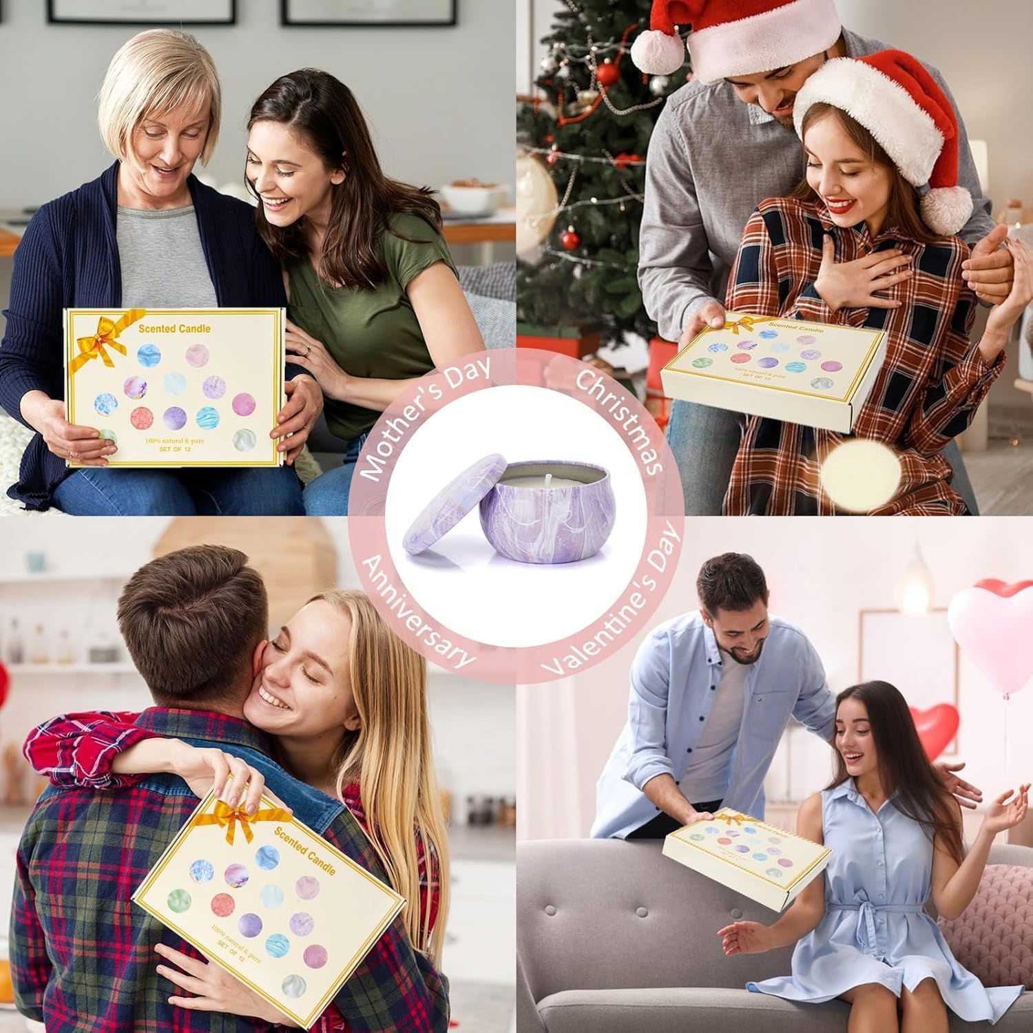 Duftkerzen-Geschenkset, 12 Stück Duftkerzen für Zuhause, 320 Stunden lange Brenndauer, Sojawachs-Aromatherapie-Kerzen-Set, Geburtstagsgeschenke für Frauen mit Geschenkbox, Weihnachtsgeschenke – Bild 7