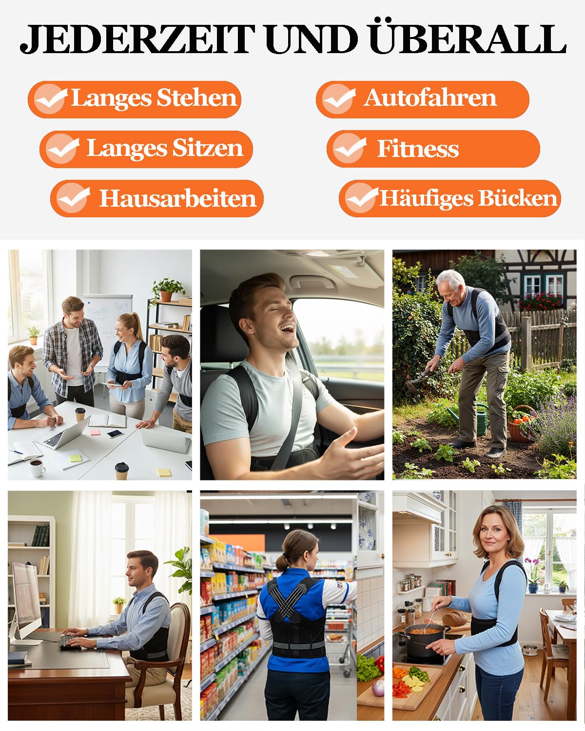 BraceTop Rückenglätter, Haltungskorrektur für Männer und Frauen, verstellbarer Haltungstrainer, Rückenstützgürtel, leichter, atmungsaktiver Schultergurt – Bild 7