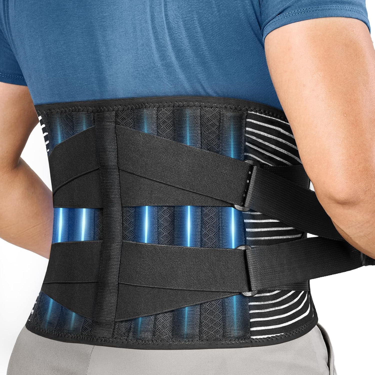 FREETOO Orthopädischer LWS-Rückenstützgürtel, atmungsaktive Rückenbandage für die Lendenwirbelsäule, Männer und Frauen, für Arbeitssport, Rückenschmerzen bei Ischias, Bandscheibenvorfall, Skoliose