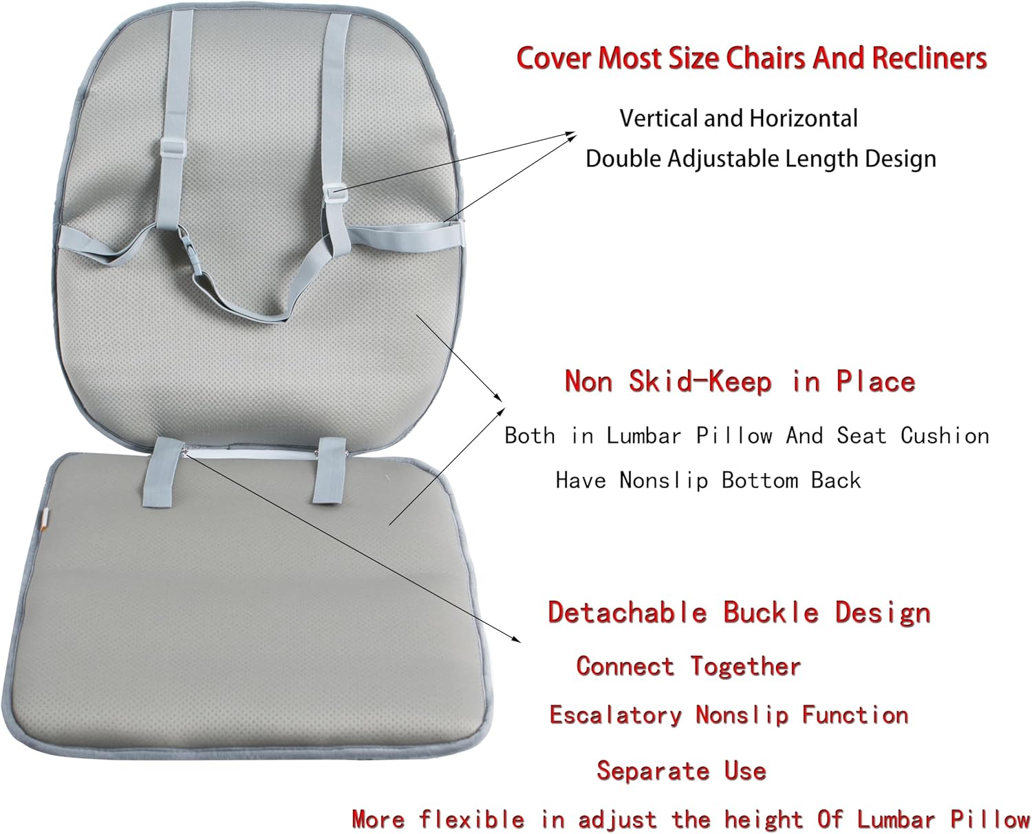 ALIBO Rutschfeste Rückenlehne, Übergröße, ergonomisch, zur Linderung von Schmerzen im unteren Rückenbereich, Lendenkissen, Sitzkissen, Sitzkissen für Büro, Lounge, Gaming, Schaukelstuhl, Rollstuhl, Auto mit langer Länge – Bild 4