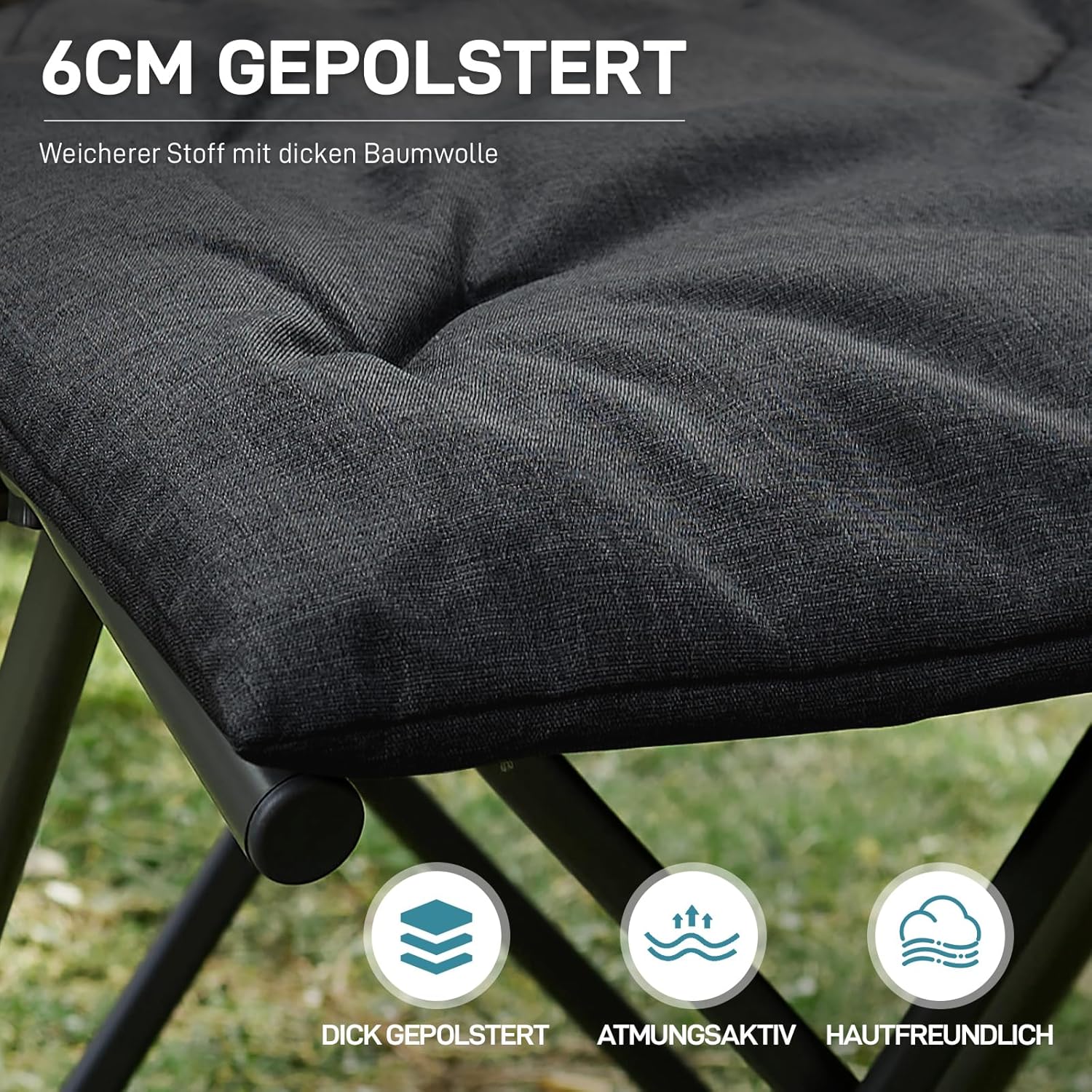 EVER ADVANCED Fußhocker, Fußstütze, klappbarer Klapphocker mit einer Höhe von 47 cm, Klapphocker, gepolsterte Fußstütze für Sessel, Garten- und Balkonstuhl – Bild 5