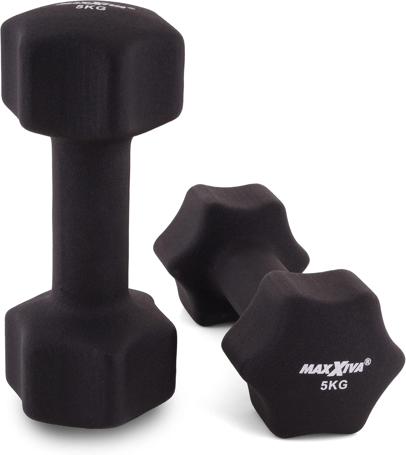 Hantelset Neoprenhanteln 2 x 5,0 kg Fitnesshanteln Krafttraining Workout Home Gym – Bild 2
