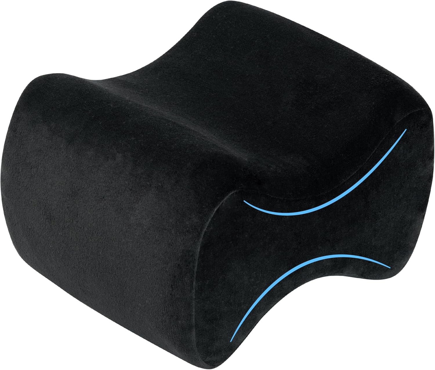 bonmedico Kniekissen für Seitenschläfer – Orthopädisches Kniekissen, Memory-Schaum, Beinkissen zur Linderung von Knie-, Rücken- und Hüftschmerzen, waschbarer Bezug – Wellness Schwarz, 20 x 25 x 15,7 cm