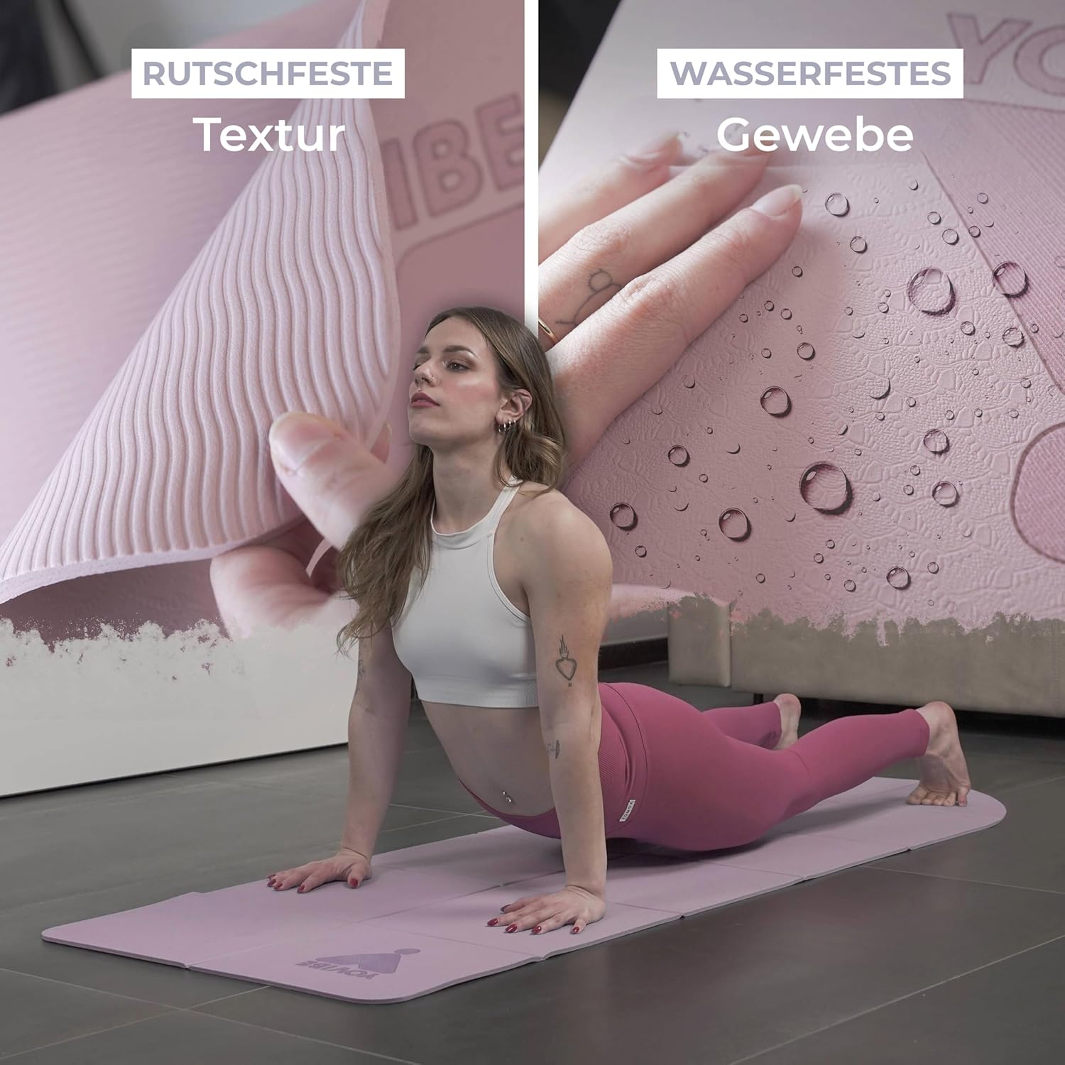 Faltbare Yogamatte, rutschfest und wasserdicht, 183 x 60 cm – Bild 5
