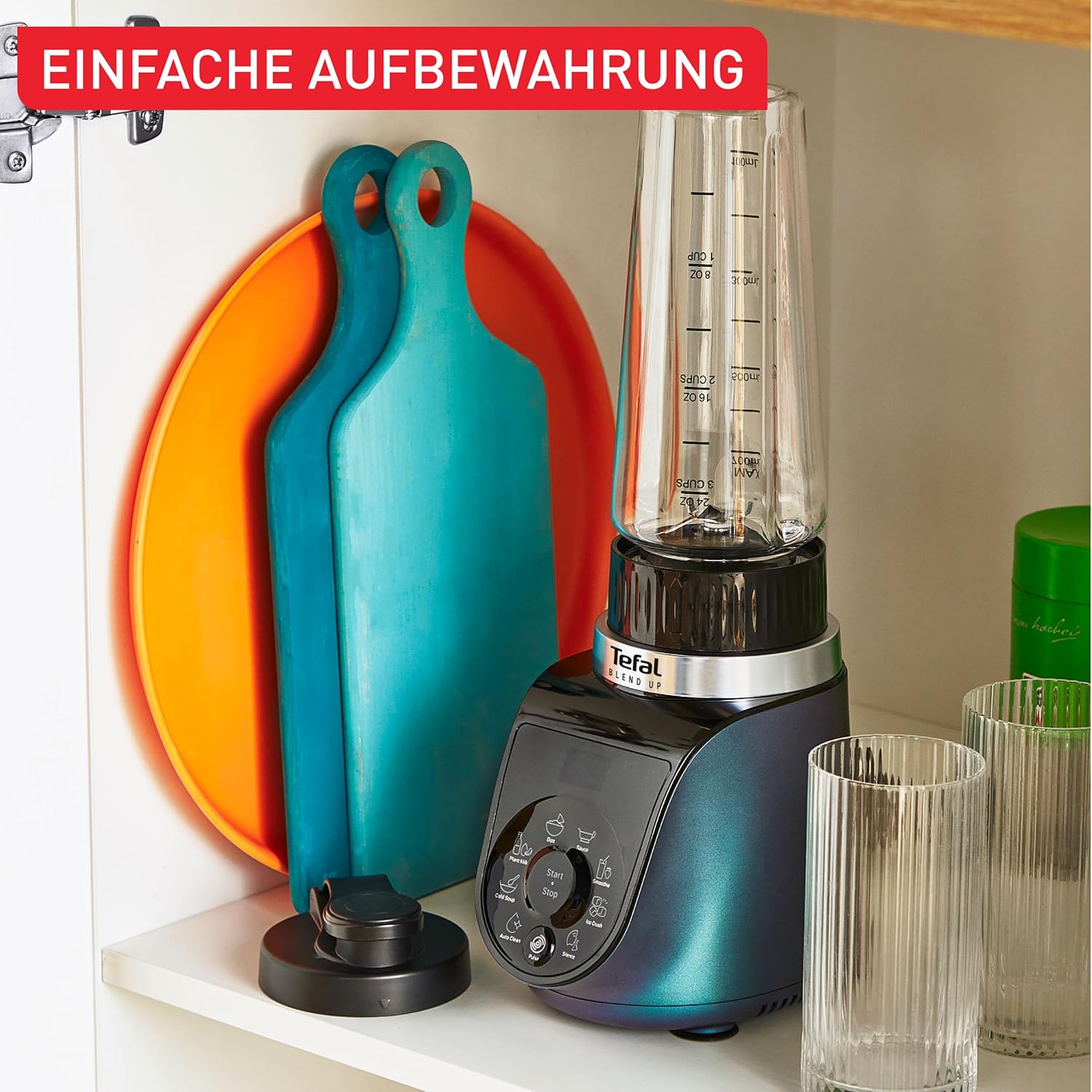 Tefal Blend Up BL19H4F0 Mini-Mixer, 8 Automatikprogramme, Pulse-Funktion, abnehmbare Powelix-Klingen, inklusive 2 On-the-Go-Flaschen (400 + 700 ml), Silence-Modus, kompaktes Design, 1000 Watt, blau – Bild 6