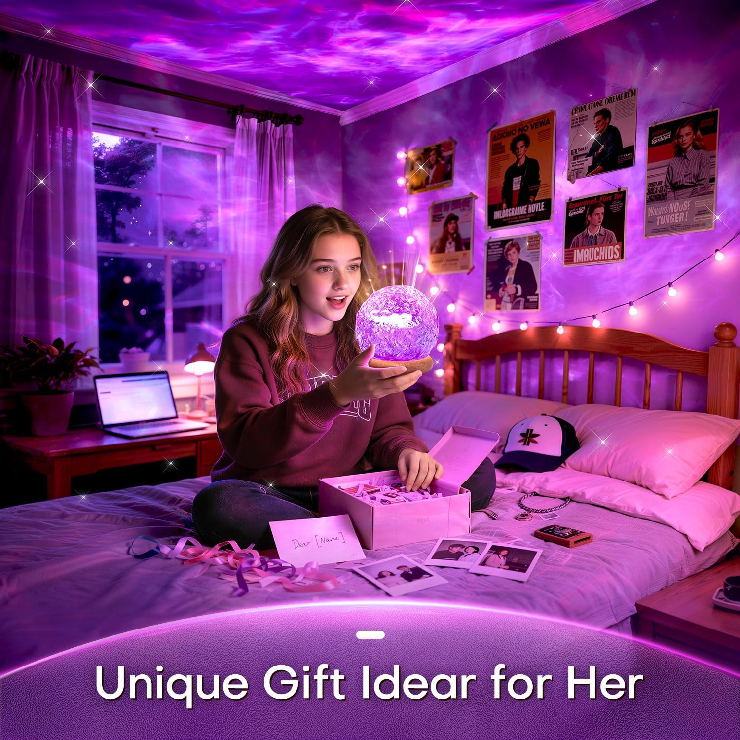 PIKOY Sternenhimmel-Projektor als Kristallkugel mit 18 RGB-Farben, dimmbar & Timer – eine Premium-Dekoration für Gaming & Schlafzimmer und das ideale Geschenk für Frauen & Männer & Kinder – Bild 6