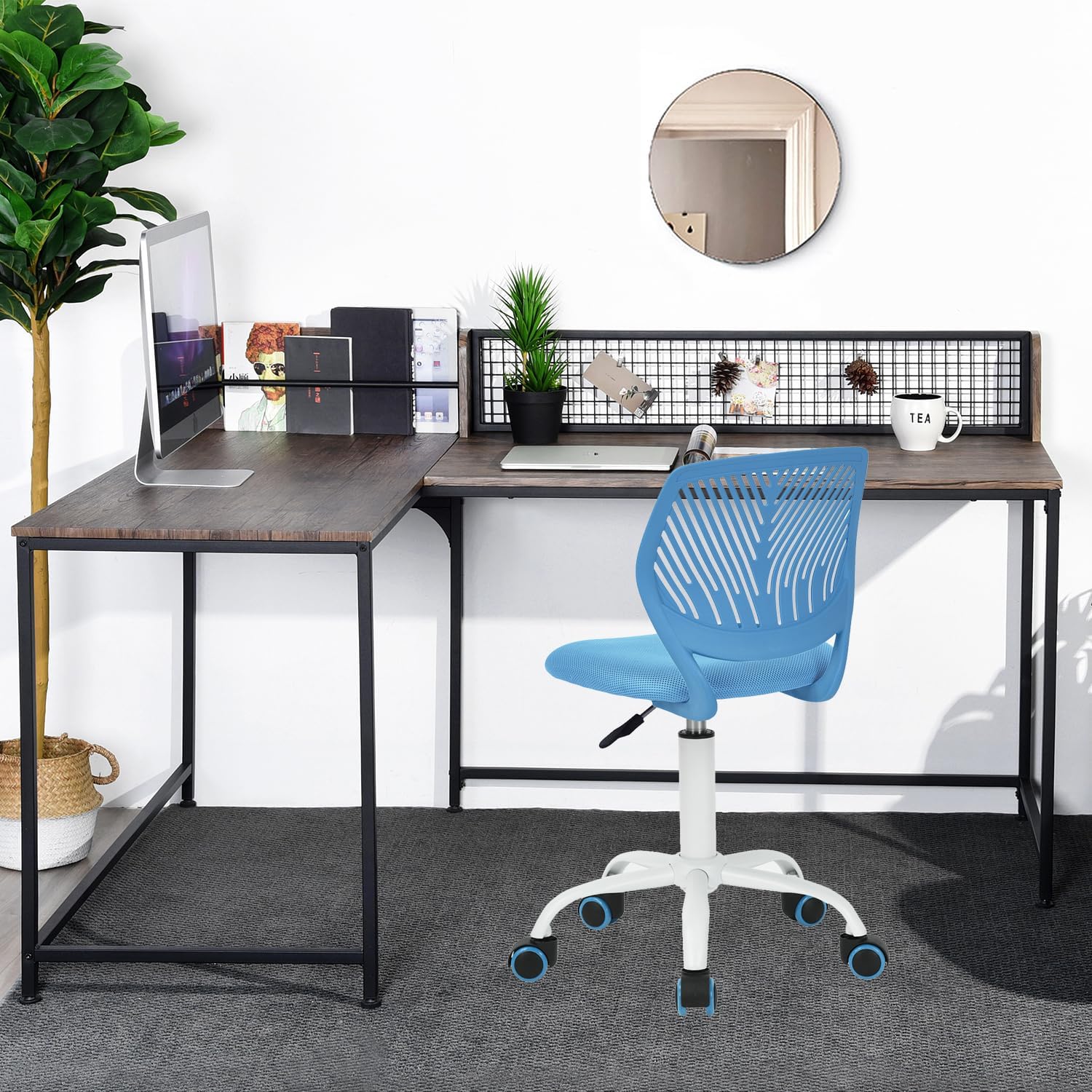 FurnitureR 2 x höhenverstellbare Drehstühle, ergonomischer Schreibtischstuhl für Kinder/Jugendliche, drehbarer Bürostuhl mit Rollen für Heimbüro und Kinderzimmer – Bild 2
