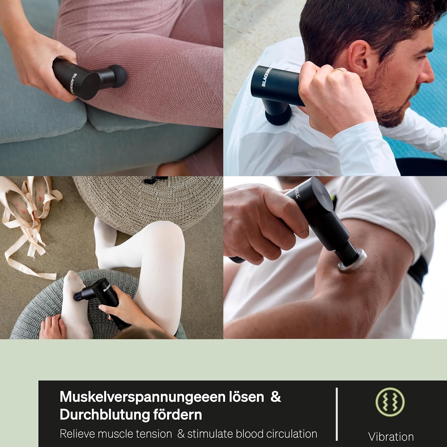 BLACKROLL FASCIA GUN Massagepistole, hochwertige Mini-Massagepistole mit USB C für Muskeln und Faszien, 4 Aufsätze mit 4 einstellbaren Stufen, zur Schmerzlinderung und Entspannung – Bild 5