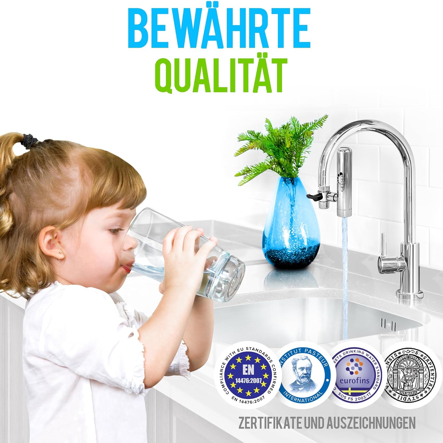 Geyser Euro-Wasserfilter für Wasserhahn, Küchenarmatur, Wasserfilter für Leitungswasser mit Kartuschen aus einzigartigem Material. Hocheffizientes Aragon-Wasserfiltersystem – Bild 6
