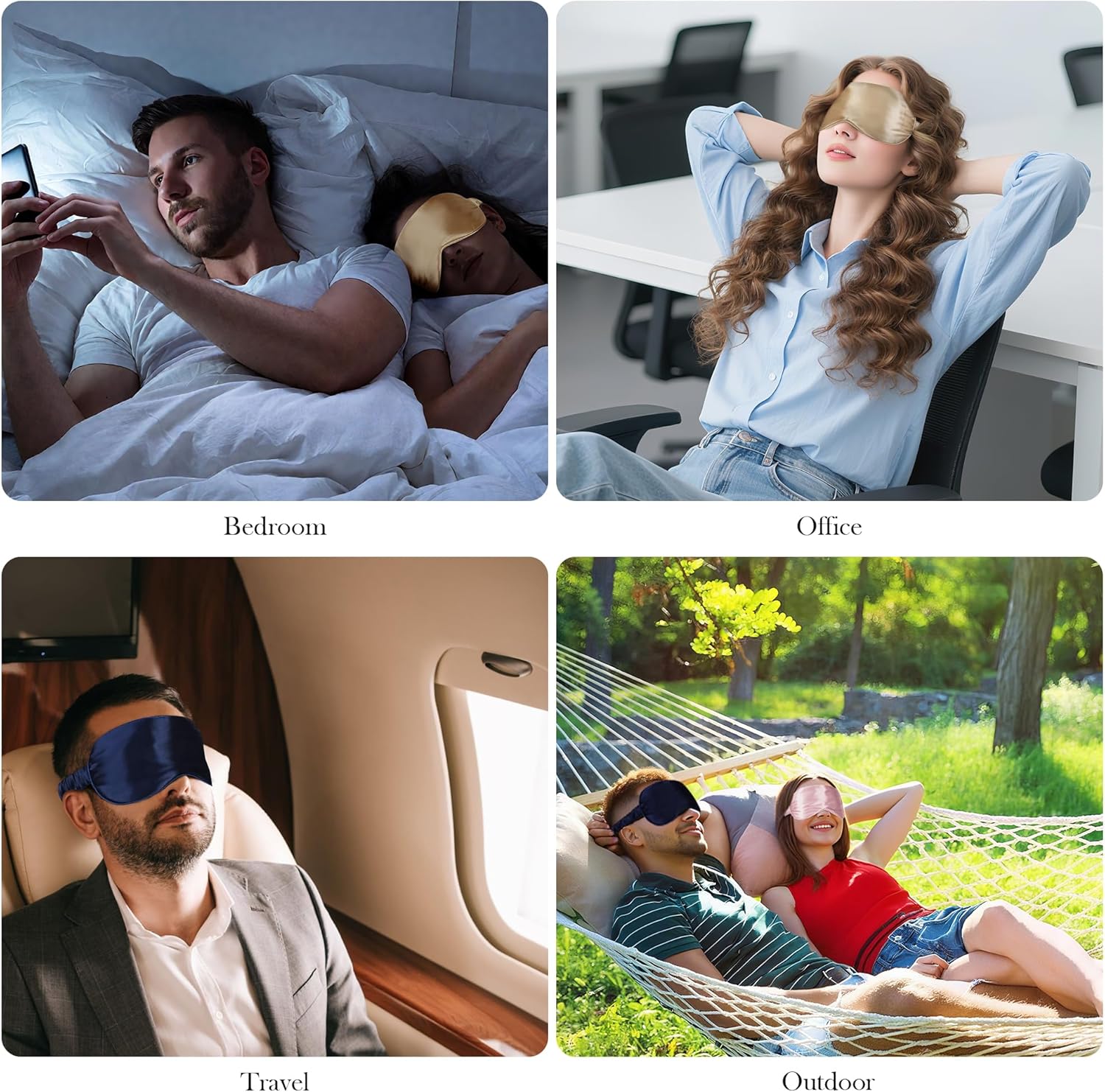 SilkDream Schlafmaske aus 100 % Seide, Damen und Herren, Augenmaske, Schlafmaske, Seide, Flugzeug, Verdunkelungsschlafmaske, Weiß – Bild 5