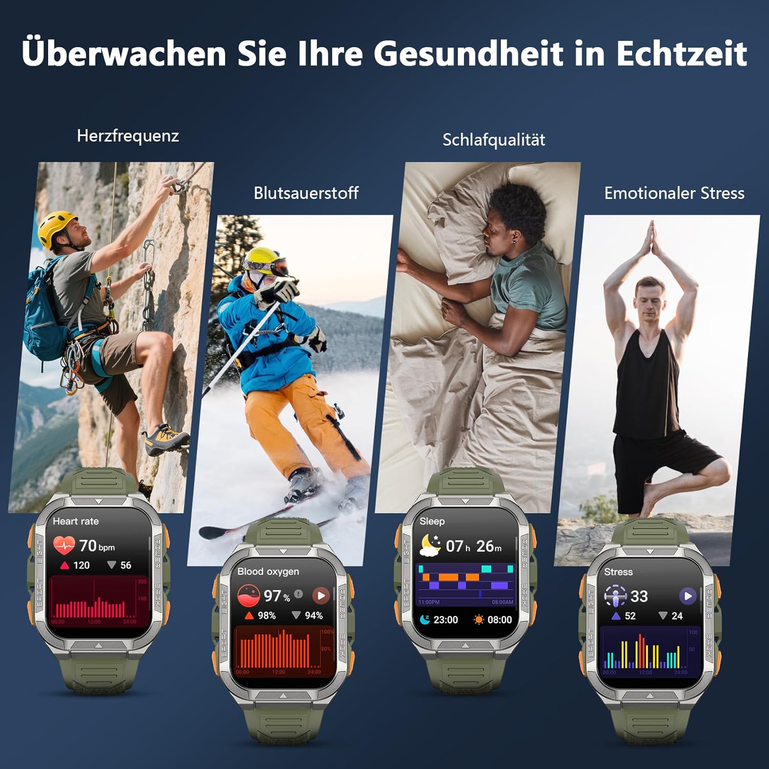 Blackview Smartwatch Herren mit integriertem GPS & Kompass, Bluetooth-Anrufe, 900 mAh Akku, Sportuhr mit Schrittzähler, Fitnessuhr, 110+ Sportmodi, Gesundheits- und Schlafmonitor, Uhr für Android iOS – Bild 5