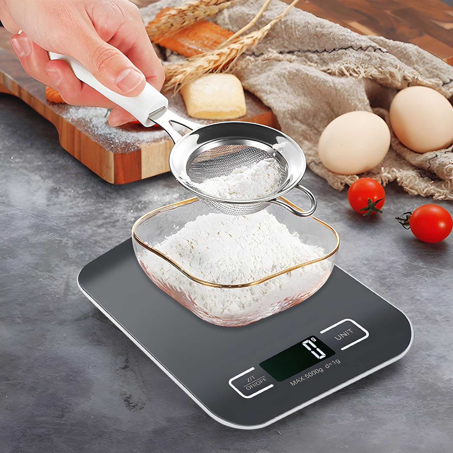 Digitale Küchenwaage, 10 kg/1 g, USB-Küchenwaage, digitale Küchenwaage mit LED-Anzeige und Tara-Funktion, multifunktionale Lebensmittelwaage zum Backen und Kochen, Schwarz – Bild 5