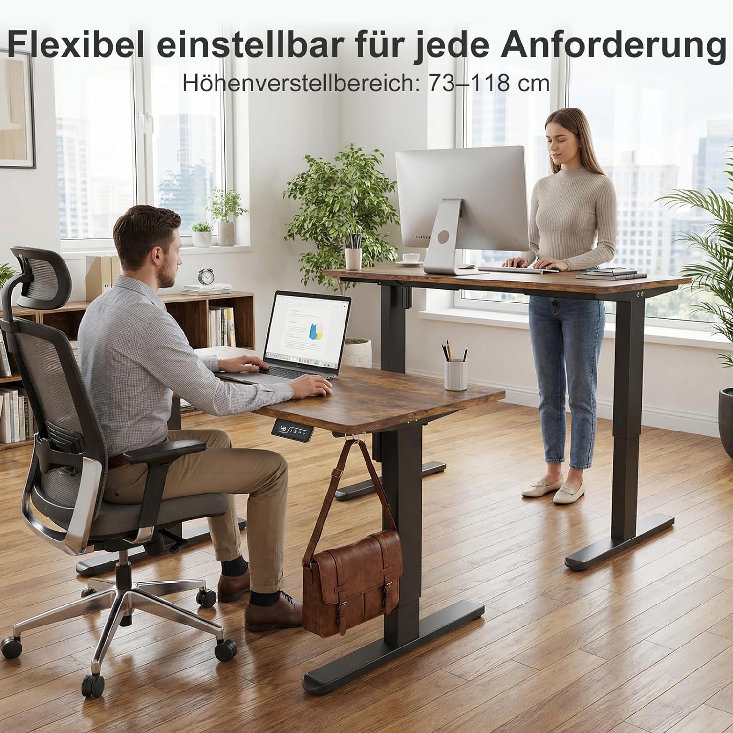 Flamaker Höhenverstellbarer Schreibtisch, Elektrisches Tischgestell, Höhenverstellbar, Elektrisches 2-Wege-Teleskop mit Memory-Steuerung, Höhenverstellbares Schreibtischgestell (Schwarz) – Bild 6