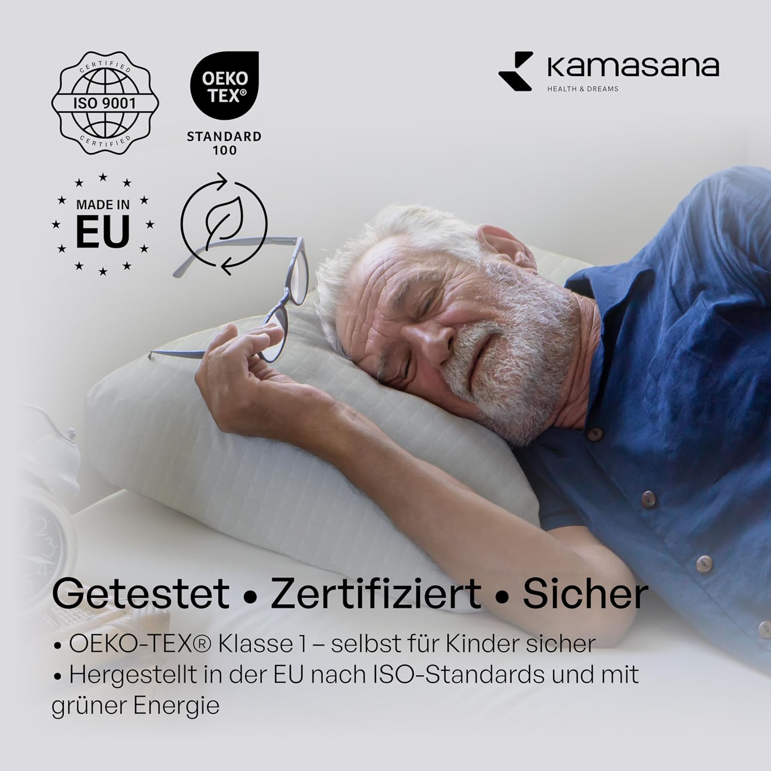 Seitenschläferkissen 40 x 80 cm, Höhe 16 cm – Orthopädisches Nackenstützkissen – Memory-Schaum-Kissen – ergonomisches Kissen mit weicher und fester Seite – Bild 7