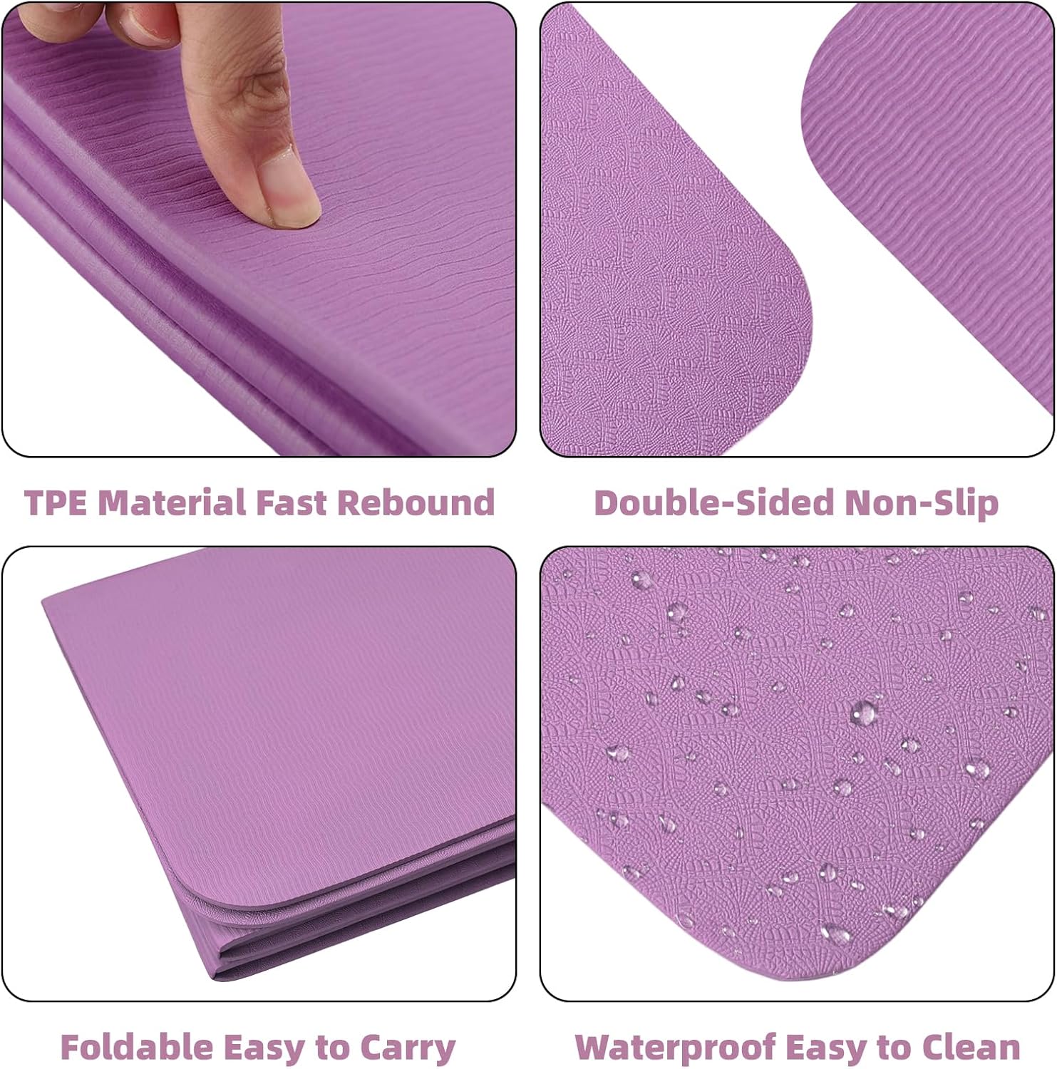 Faltbare Yogamatte, tragbare Fitnessmatte, Reise-Yogamatte, rutschfeste Sportmatte aus TPE für Pilates, Gymnastik, Training und Reisen, 183 x 61 x 0,5 cm – Bild 4