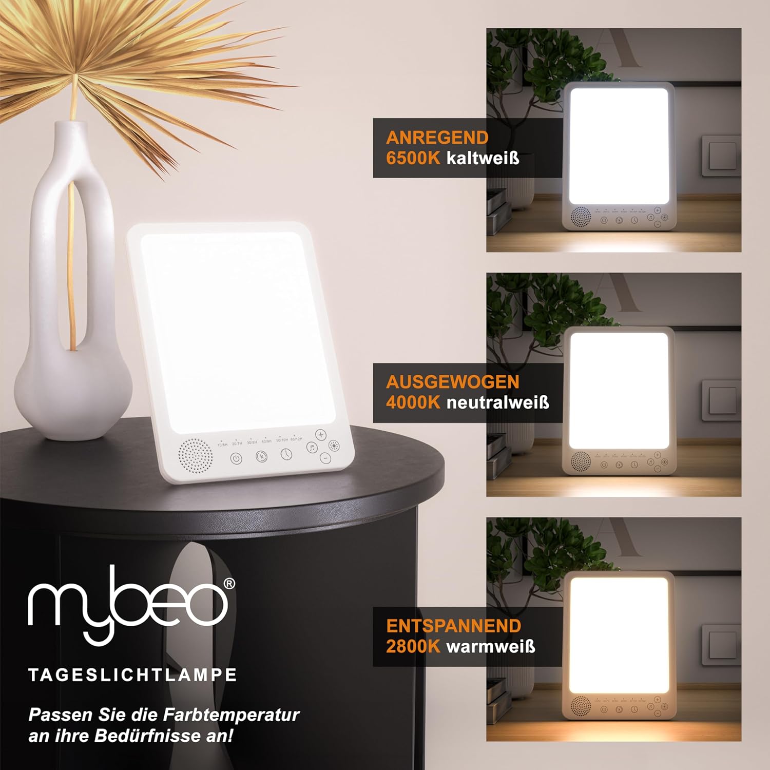 CSL - Tageslichtlampe dimmbar mit WakeUp-Funktion - Simulation von Tageslicht - LED-Lichttherapie - Tageslichtlampe - Flimmer- und UV-freie LED-Technologie - 3 Lichttemperaturen - Timer – Bild 3