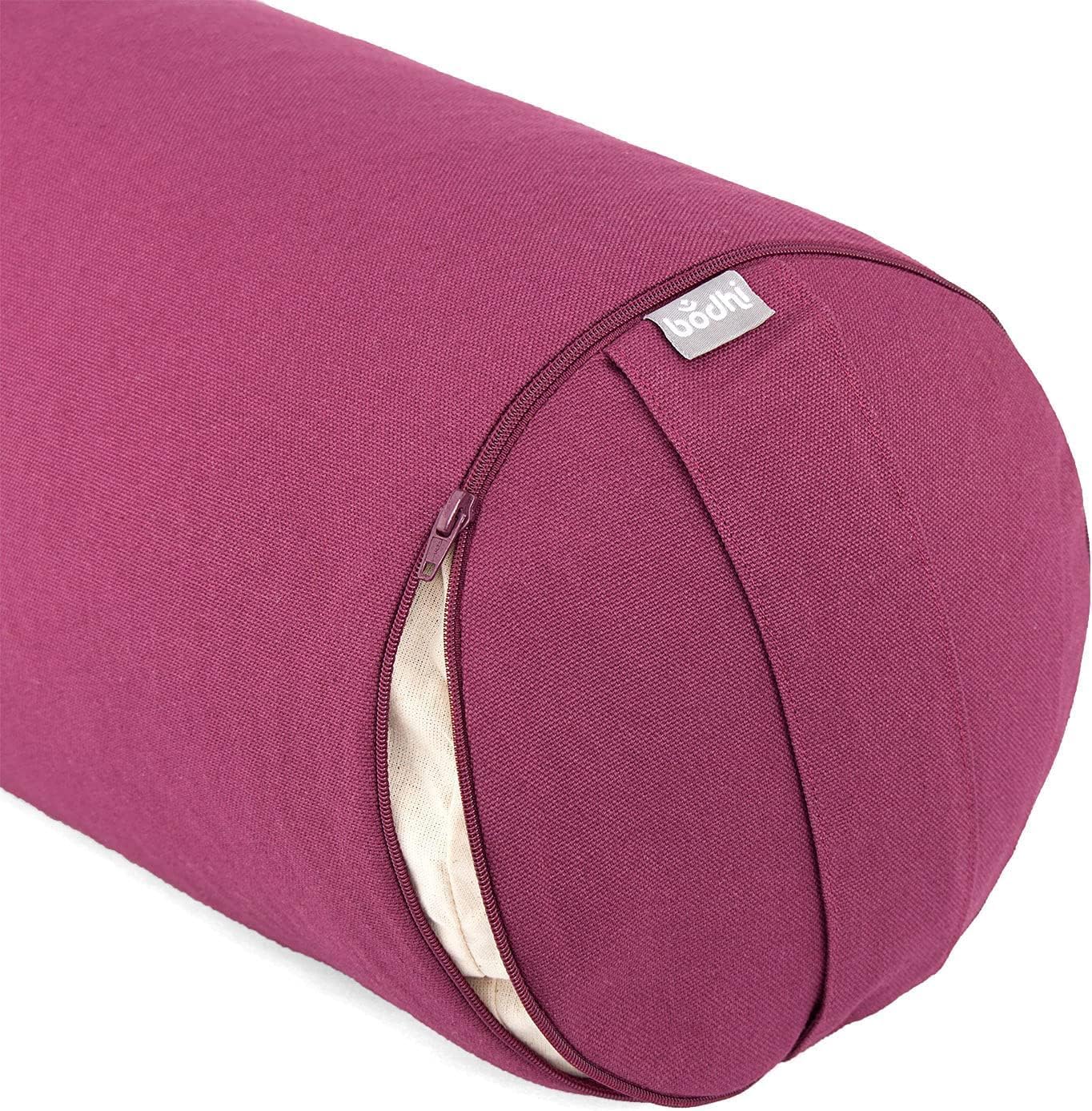 Bodhi Yoga Bolster Rolle Durchmesser 22 cm | Yogarolle mit Bio-Dinkelfüllung | Yogakissen für restauratives und Yin-Yoga | Waschbarer Bezug aus Baumwolle | Pilateskissen mit Tragegurt – Bild 2