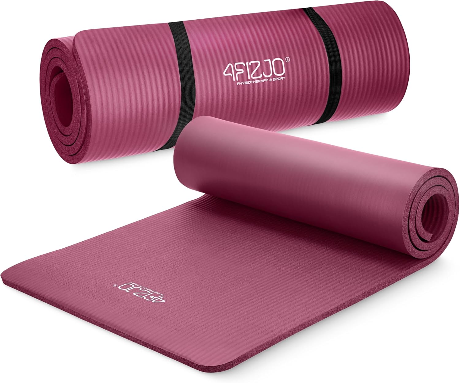 4FIZJO Fitnessmatte mit Tragegurt, Maße 180 x 60 cm, NBR-Schaum, rutschfest, Komfort, In & Outdoor, Pilatesmatte, Yogamatte, Sportmatte, Gymnastikmatte, Trainingsmatte
