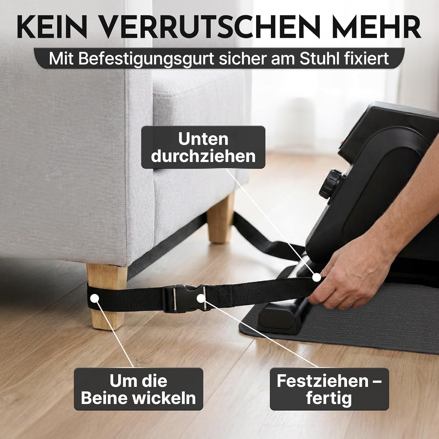 NEOLYMP Pedaltrainer für zu Hause TÜV geprüft – Gelenkschonender Sitz-Beintrainer für Senioren, Widerstandstrainer mit Display, 8 Stufen & Magnetbremse, sicherer Heimtrainer für Senioren – Bild 7