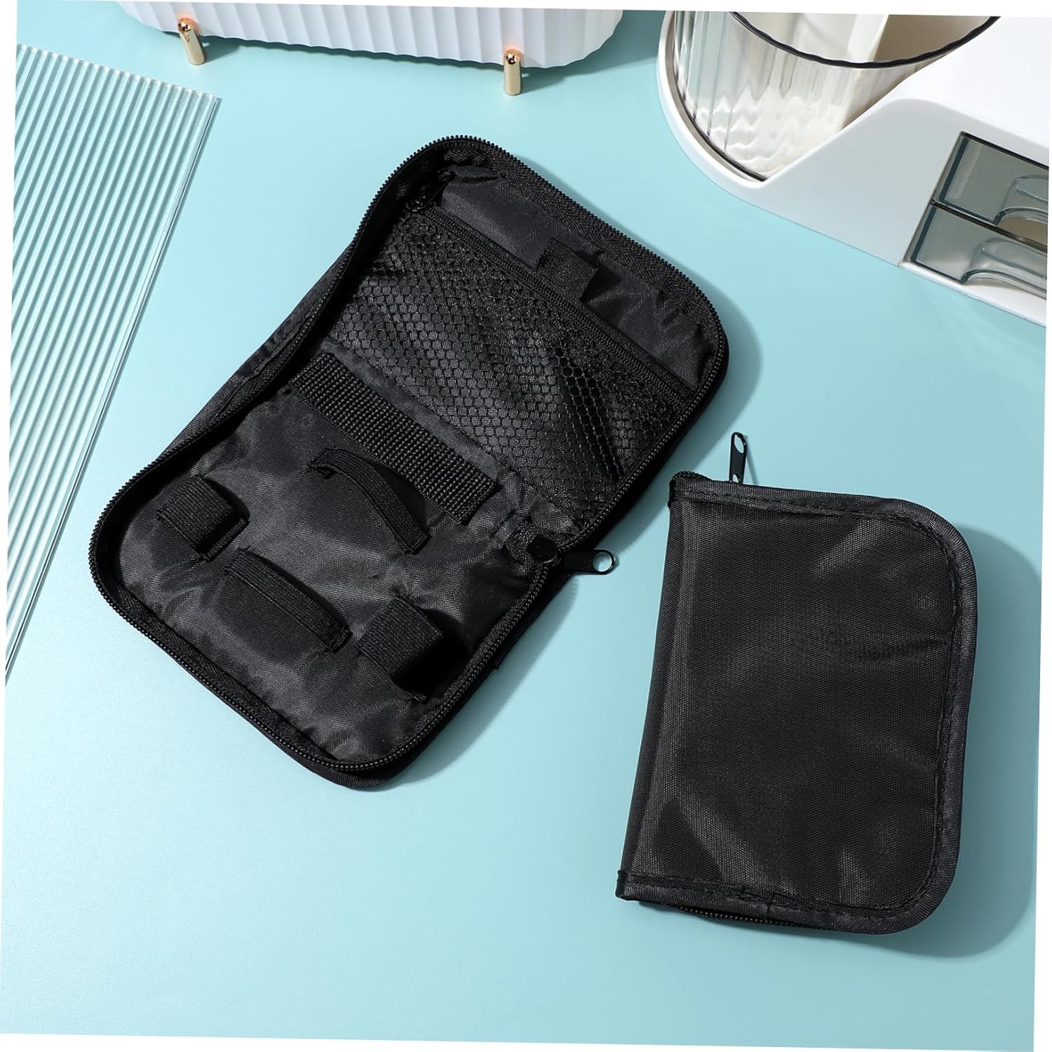 GARVALON 2er-Pack Tragbares Blutzuckermessgerät für Diabetiker-Medizin – Tragbare Tasche Diabetiker-Organizer Aufbewahrungstasche Oxford-Stoff Schwarz – Bild 9