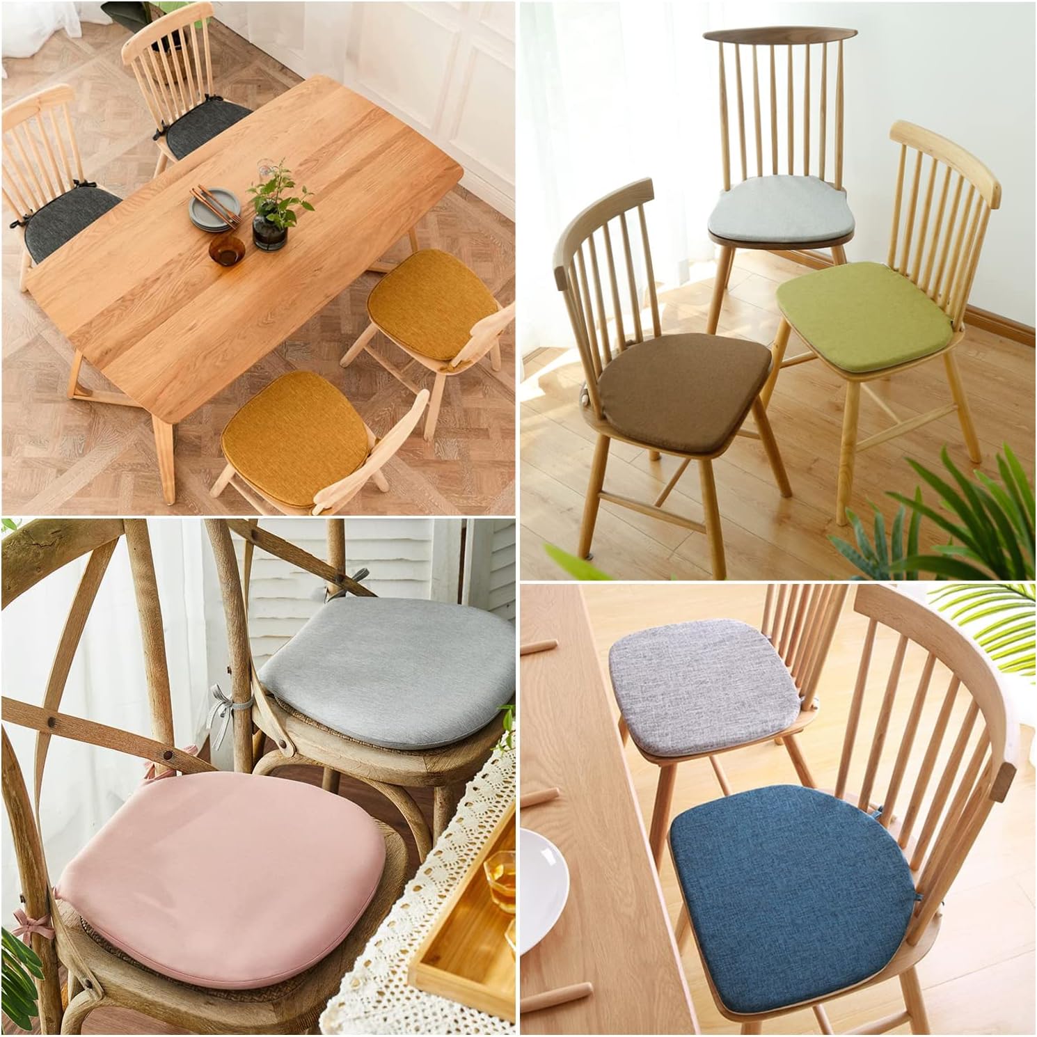 Kimgull 2er-Set Stuhlkissen mit Bändern, bequemes, waschbares, rutschfestes Sitzkissen, ideal für Haus- und Gartendekoration, viele Farben und Größen zur Auswahl (43 x 42 x 3 cm, Taupe) – Bild 7