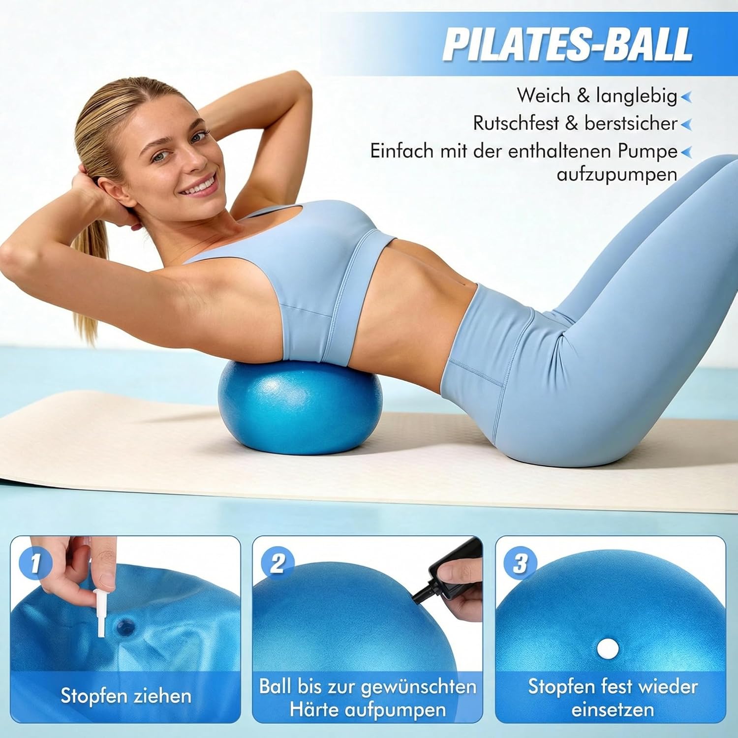 Pilates Set - Pilates Ball, Pilates Ring, Pilates Socken, 3 Stufen Fitnessbänder und Terrabänder, Pilates Set Für Zuhause, Home Workout Pilates Equipment mit Übungsanleitung & Tragebeutel – Bild 4