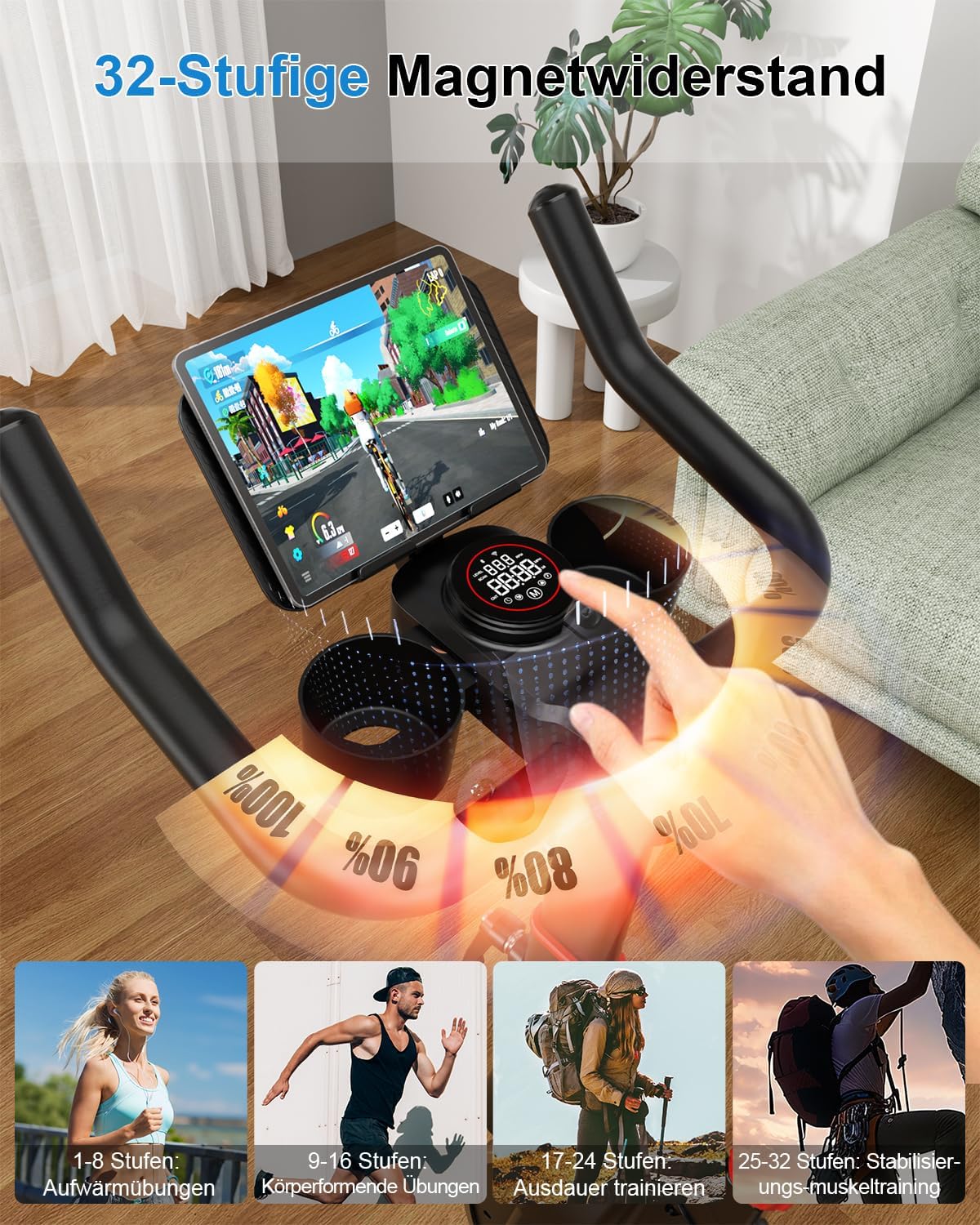 2026 Heimtrainer mit App, Lacuffy Heimtrainer-Fahrrad mit einstellbarem Magnetwiderstand, leiser und komfortabler Ergometer-Heimtrainer, LCD-Display, bis zu 136 kg mit AI Coach – Bild 7