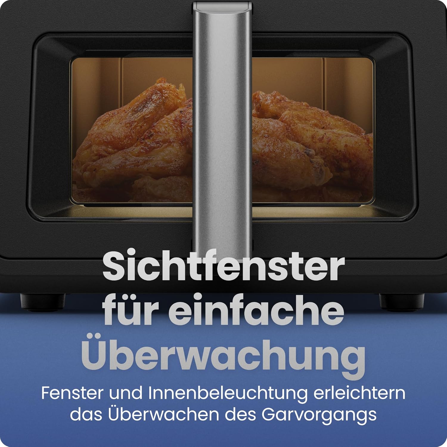 Chefman TurboFry Heißluftfritteuse, 8,5 l, 6-in-1-Hochleistungs-230 °C-XL-Korb mit Sichtfenster, Heißluftfritteuse, Backen, Grill, Aufwärmen, Flüssigkeitszufuhr, Auftauen, Schwarz – Bild 7