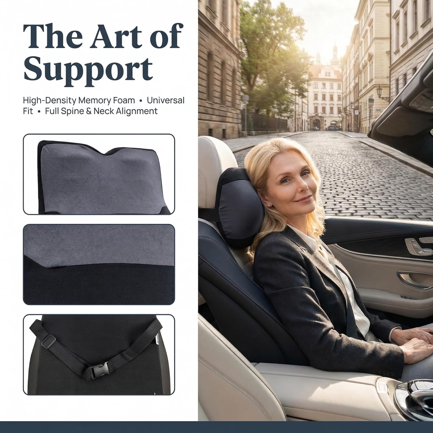 Lendenkissen-Set mit Kopfstütze, Memory-Schaum, Lendenkissen, Schmerzlinderung im unteren Rücken, Auto-Rückenkissen, Lendenwirbelstütze, ergonomisches Rückenstützkissen für Auto, Büro, Zuhause – Bild 7
