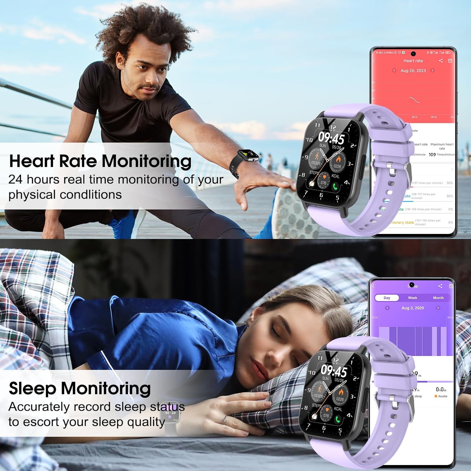 Csasan Smartwatch Damen Herren 1,91 Zoll HD Touchscreen Smartwatch mit Telefonfunktion, 112+ Sportmodi Sportuhr, IP68 wasserdichte Fitnessuhr, mit Schrittzähler, Herzfrequenzmesser/Schlafmonitor – Bild 3