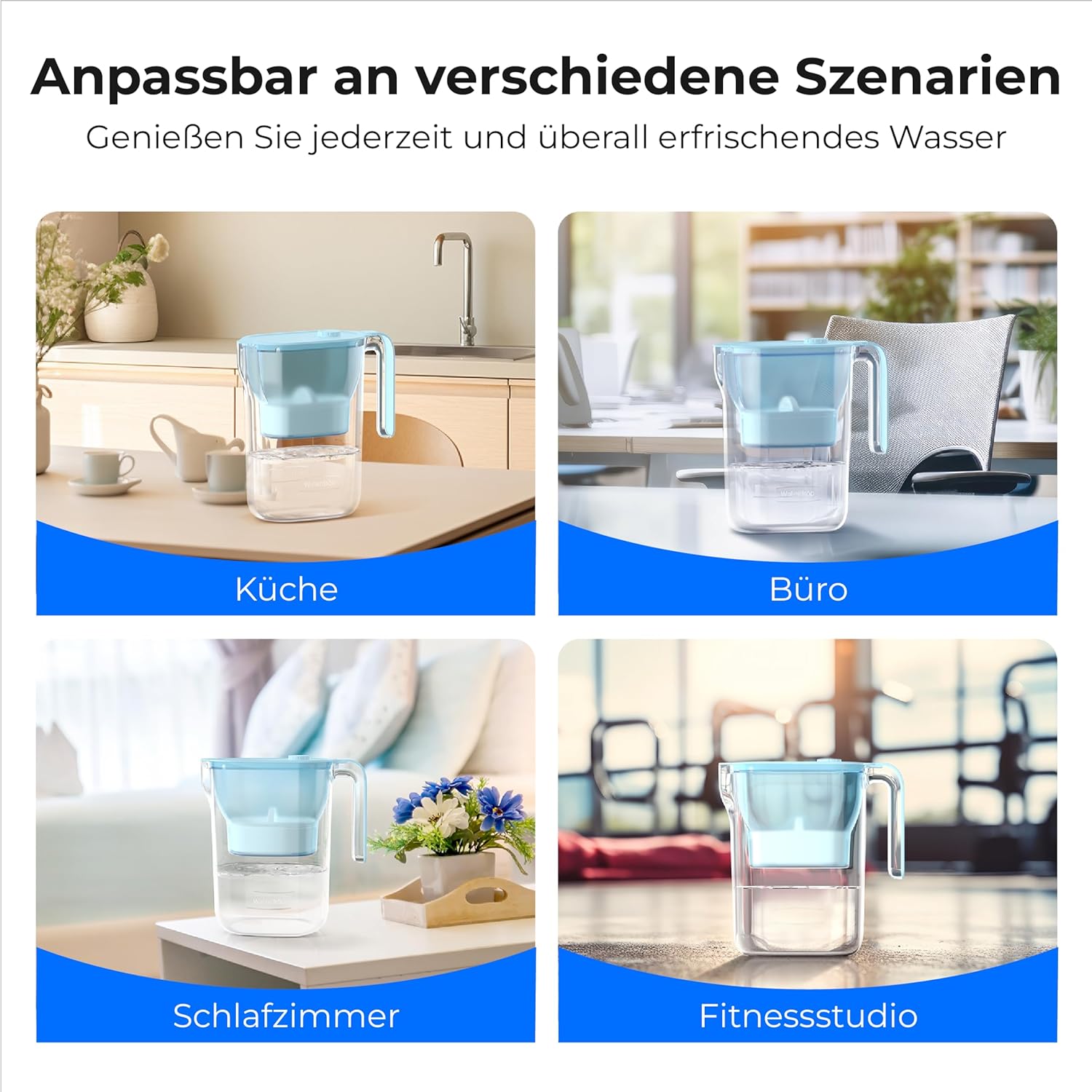 Waterdrop Wasserfilterkanne, Kühlschrank-Wasserfilterkanne mit 3-Monats-Filter, 2,5 l, reduziert Fluorid, Chlor und mehr, NSF-zertifiziert, BPA-frei, blau (Ersatzfilter: WD-PF-01A Plus) – Bild 8