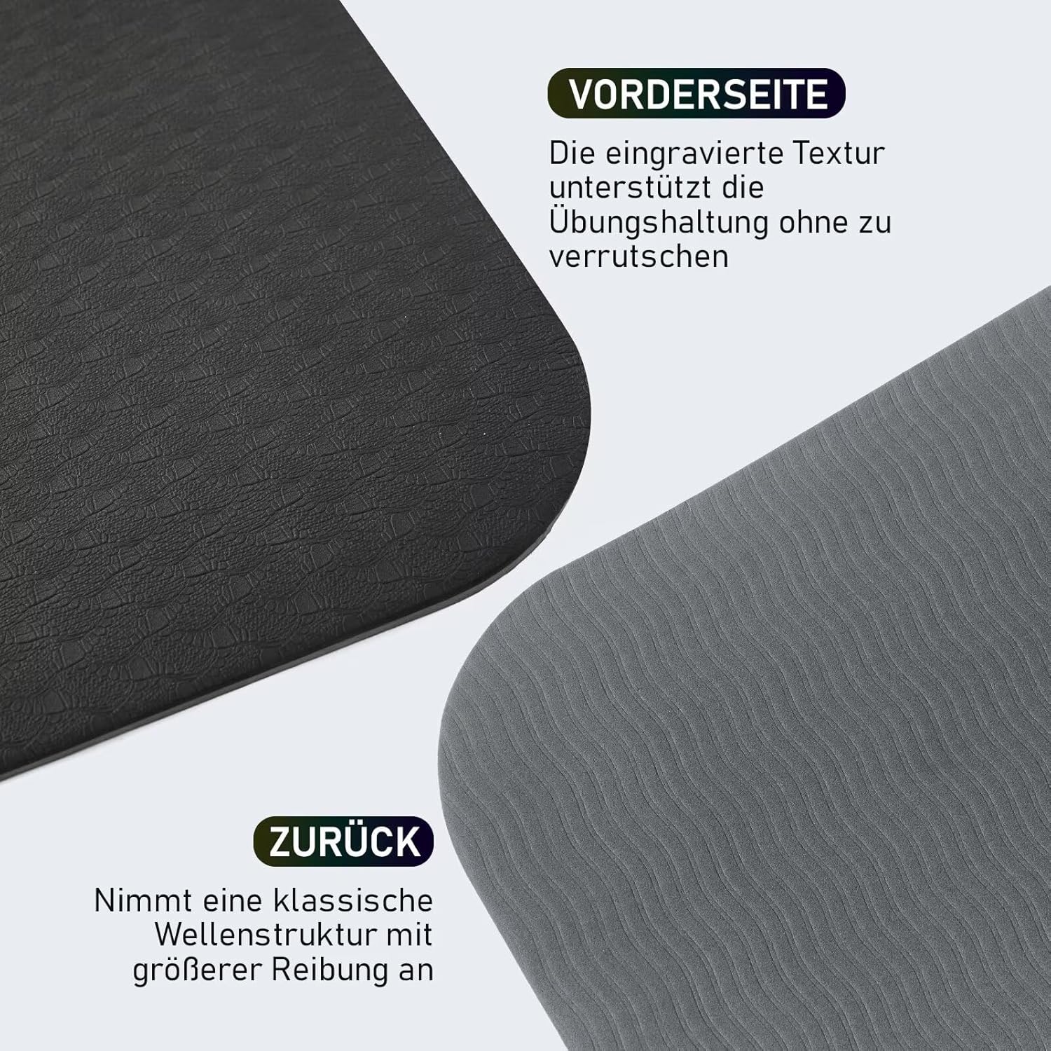 Yogamatte, rutschfeste Gymnastikmatte mit Tragegurt, Sportmatte für Fitnessstudio, Zuhause, Reisen, 183 x 61 cm – Bild 3