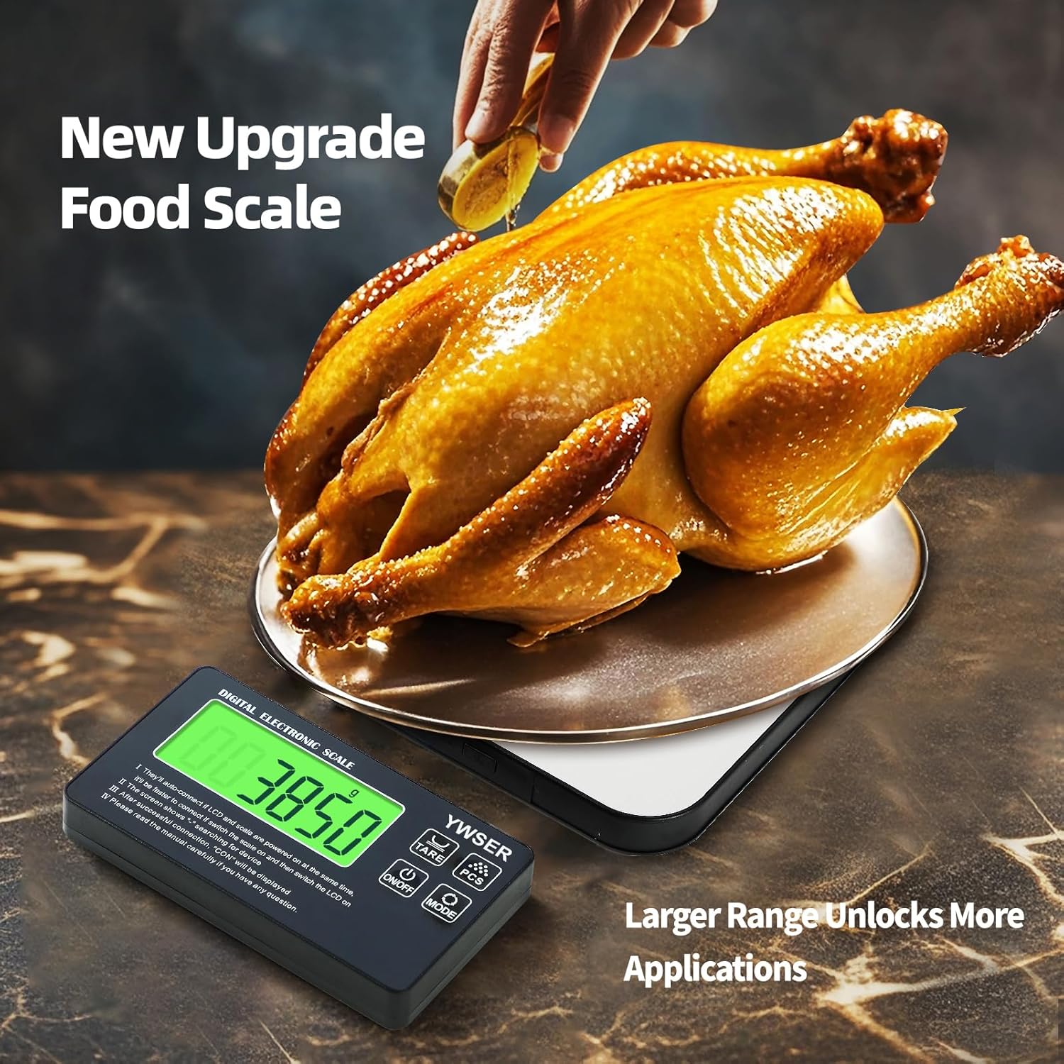 15 kg digitale Küchenwaage mit LCD-Fernanzeige, geteiltes Display für einfaches Ablesen und Reinigen, 1 g Präzision, 7 Einheiten, Tara-Funktion zum Backen, Kochen (Silber-Schwarz) – Bild 3