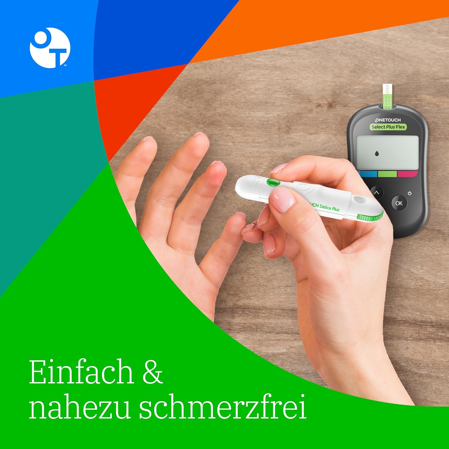 OneTouch Select Plus Flex Blutzuckermessgerät (mmol/L) | 1 Meter, 10 Teststreifen, 1 Stechhilfe, 10 Lanzetten und 1 Etui – Bild 8