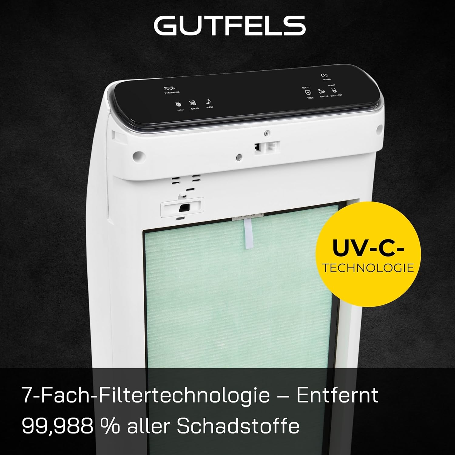 Luftreiniger mit HEPA 13 Filter, 7-fach Filterung gegen Zigarettenrauch & Feinstaub, Ionisator, UV, Fernbedienung, bis 40 m², LR 67014 we – Bild 4