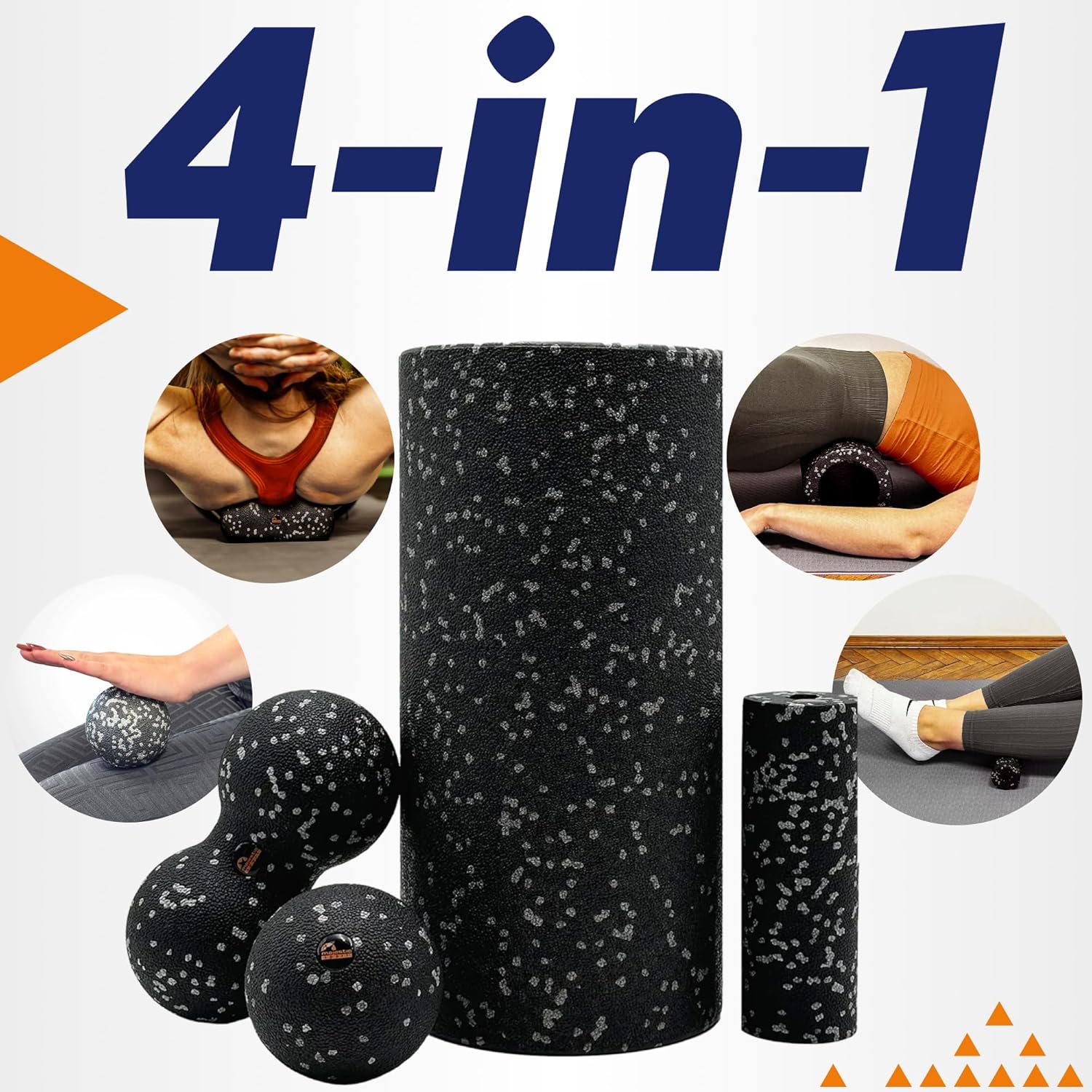 Tenso Faszienrollen 4-in-1-Set – mittelharte Faszienrolle + Duoball + Triggerpunktball + Minirolle für Rücken & Wirbelsäule, Premium-EPP-Schaum, hypoallergen – Bild 3