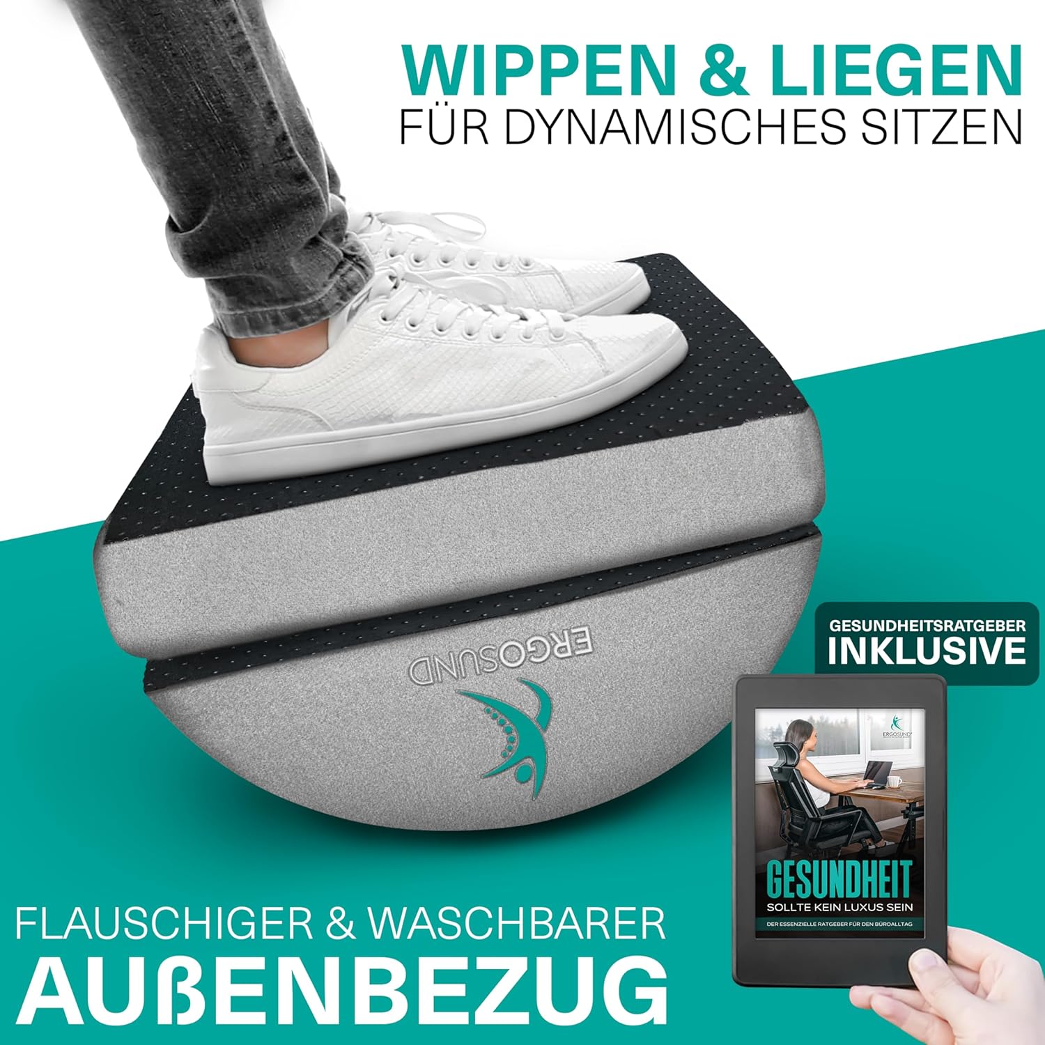 ERGOSUND Fußstützen-Schreibtisch (Testsieger) Premium-Schaumkern, höhenverstellbarer Fußhocker (rutschfest), ergonomischer Fußstützen-Schreibtisch, Home-Office-Zubehör, Fußstütze, Fußstütze, Fußstütze – Bild 6