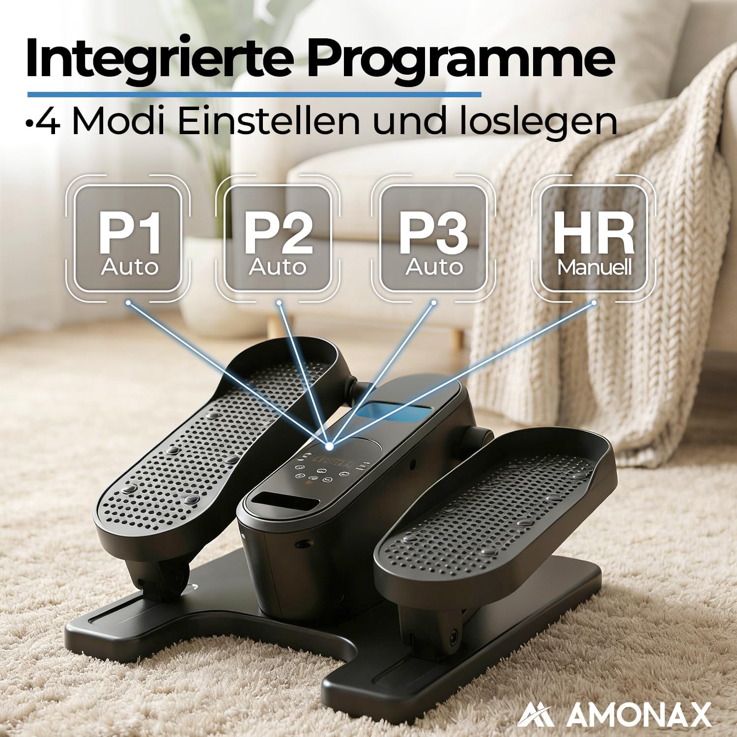 Amonax Elektrischer Mini-Ellipsentrainer für Zuhause und Büro, Untertisch-Crosstrainer mit Fernbedienung und Display, 12 Geschwindigkeiten, leise und kompakt, für Senioren und Erwachsene – Bild 6