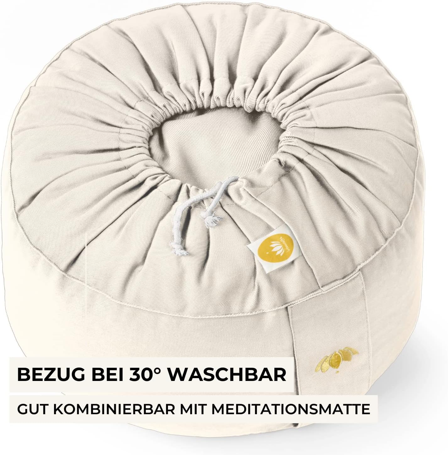 Lotuscrafts Yogakissen, Meditationskissen, extra hoher Sitz – Höhe 20 cm – waschbarer Baumwollbezug, mit Dinkelfüllung, GOTS-zertifiziert – Bild 4
